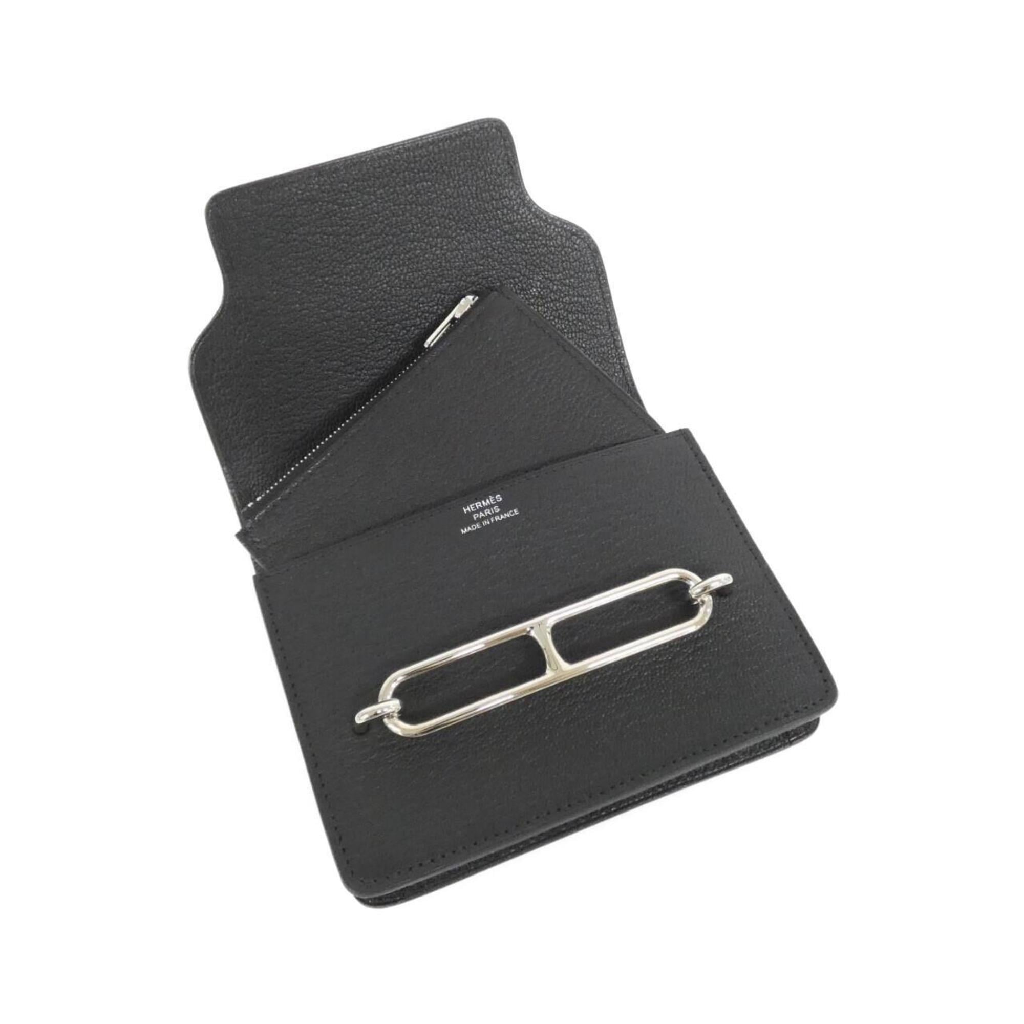 Hermes Black Chevre Leather Wallet (Bi-Fold) (Pre-Owned)