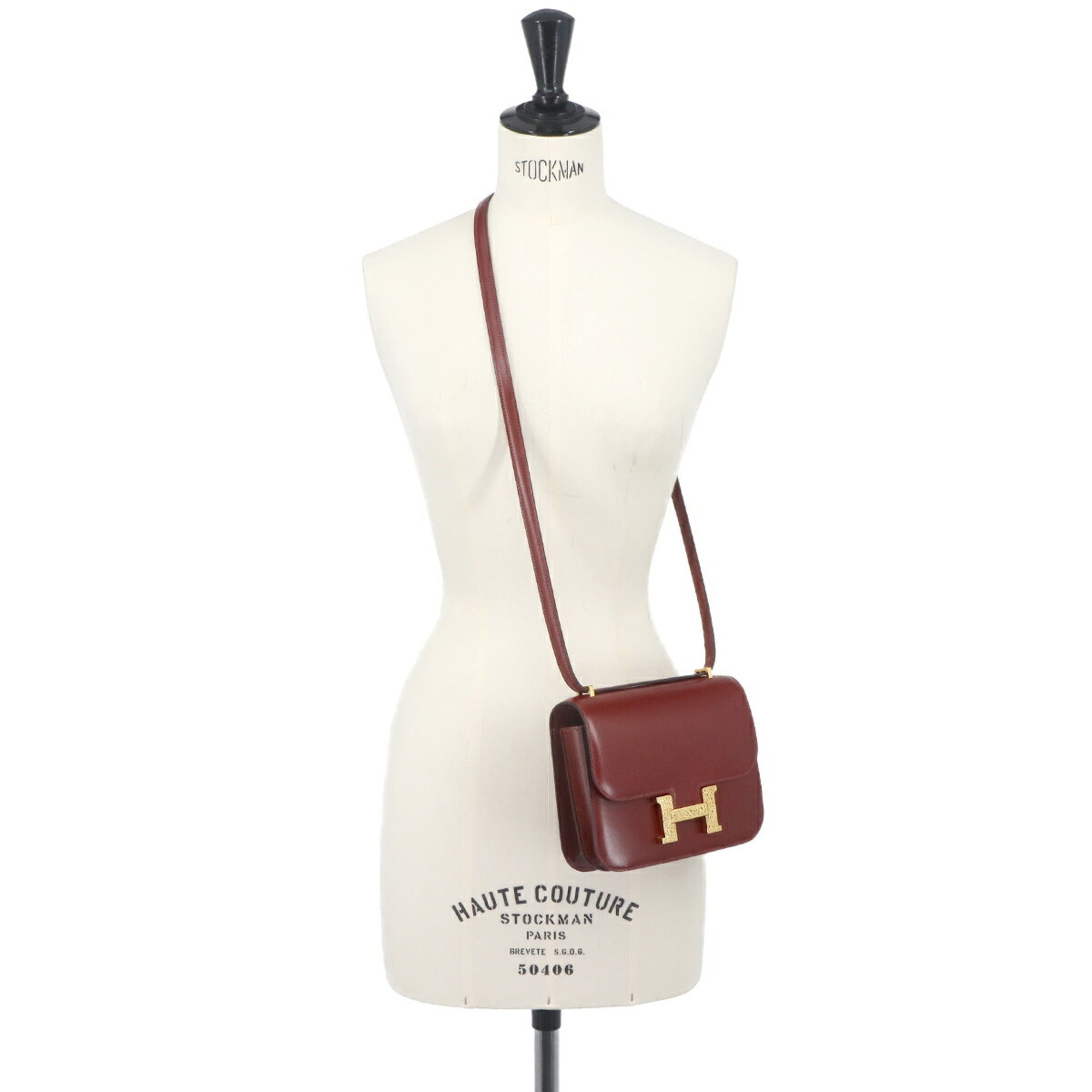 Hermes Constance Rouge H Box Calf Leather Handbag Shoulder Bag (Pre-Owned)