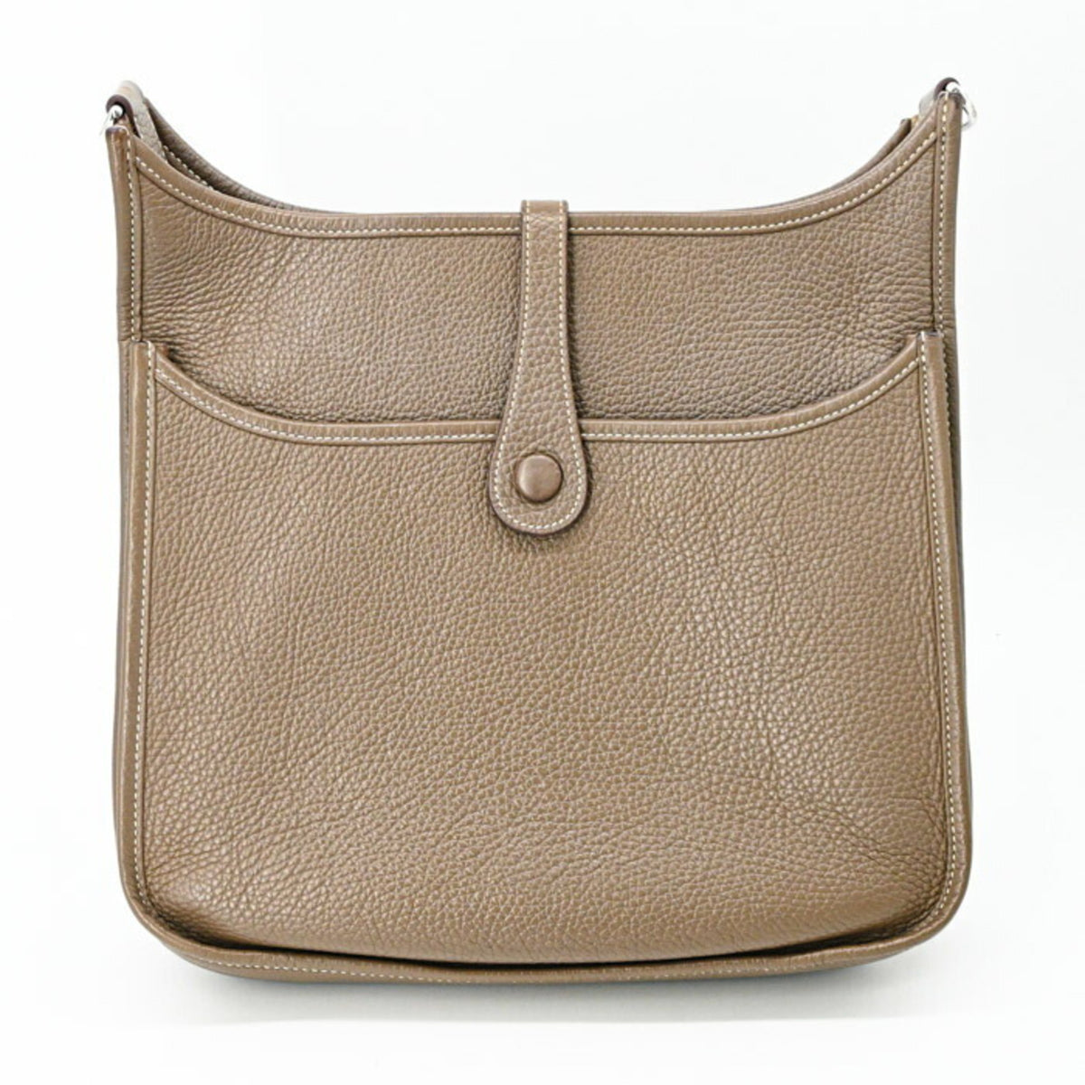 Hermes Etoupe Gray Taurillon Clemence Leather Shoulder Bag (Pre-Owned)