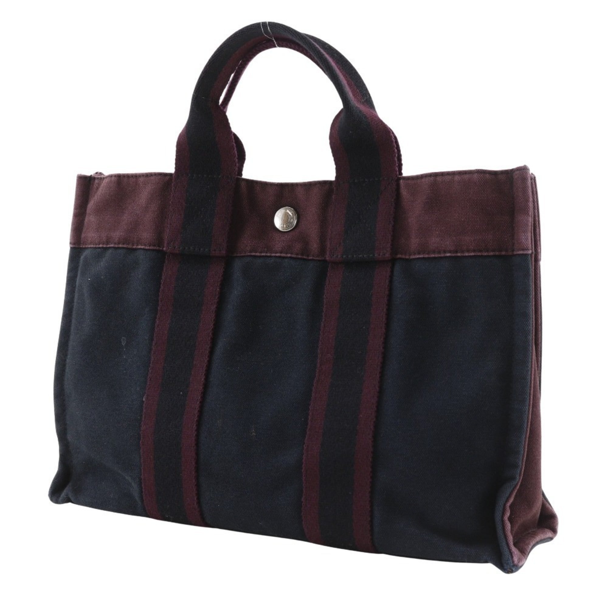 Hermes Black Red Color Cotton Handbag (Pre-Owned)