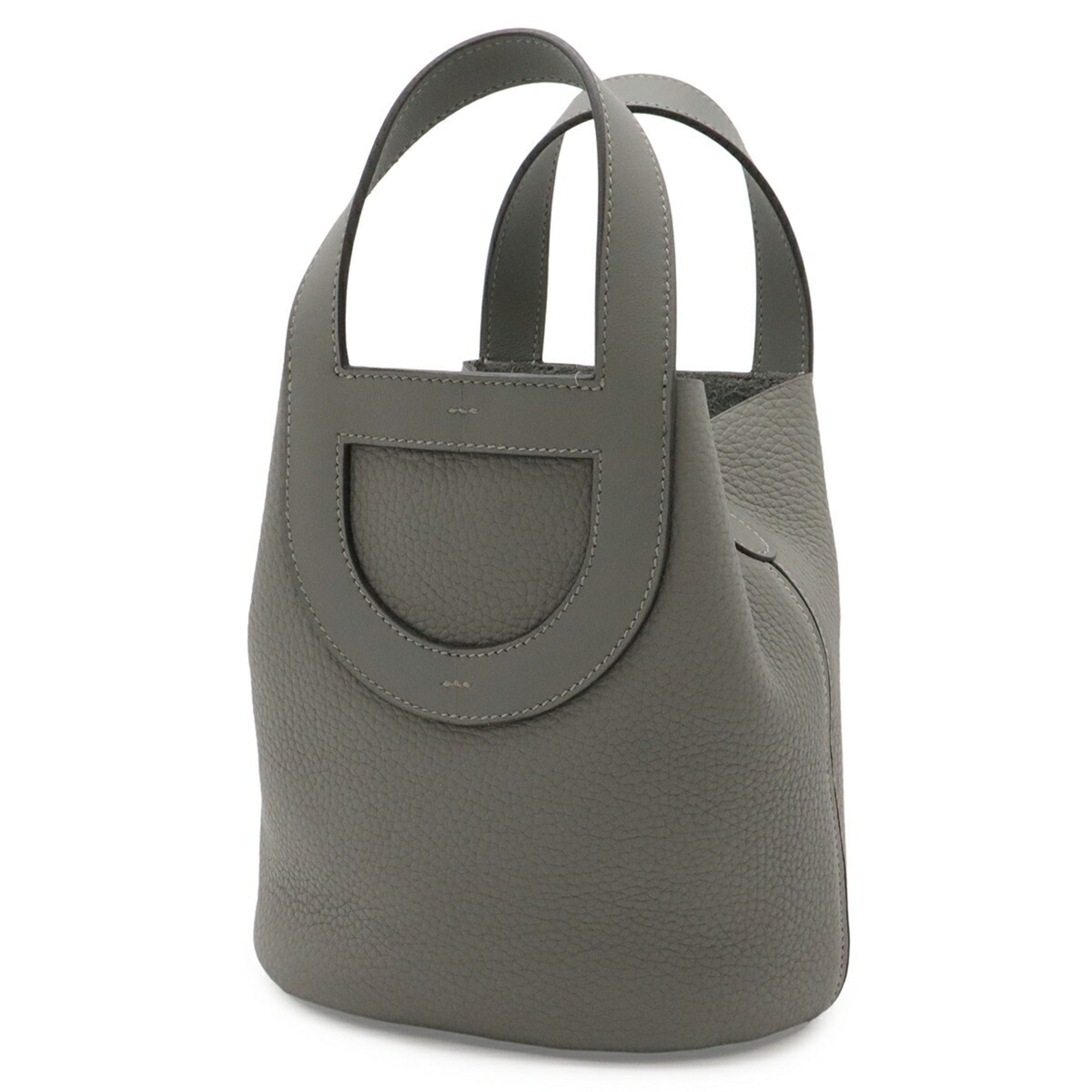 Hermes Gray Taurillon Clemence Leather Swift Leather Tote Bag (Pre-Owned)