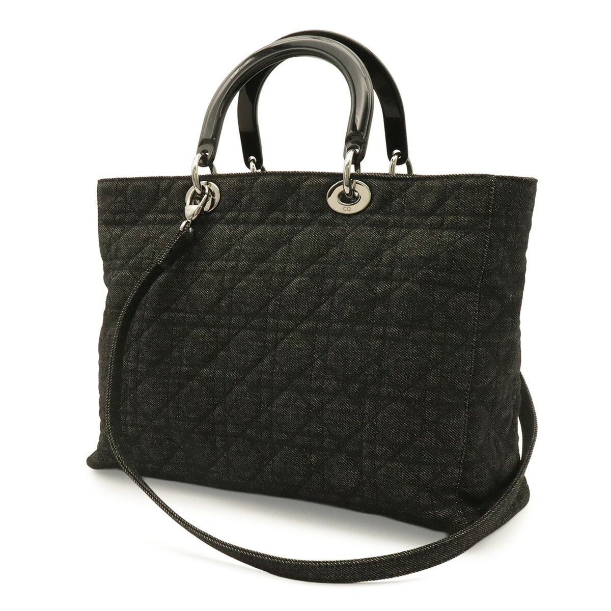 Christian Dior Black Denim Plastic Shoulder Bag Tote Bag (Pre-Owned)