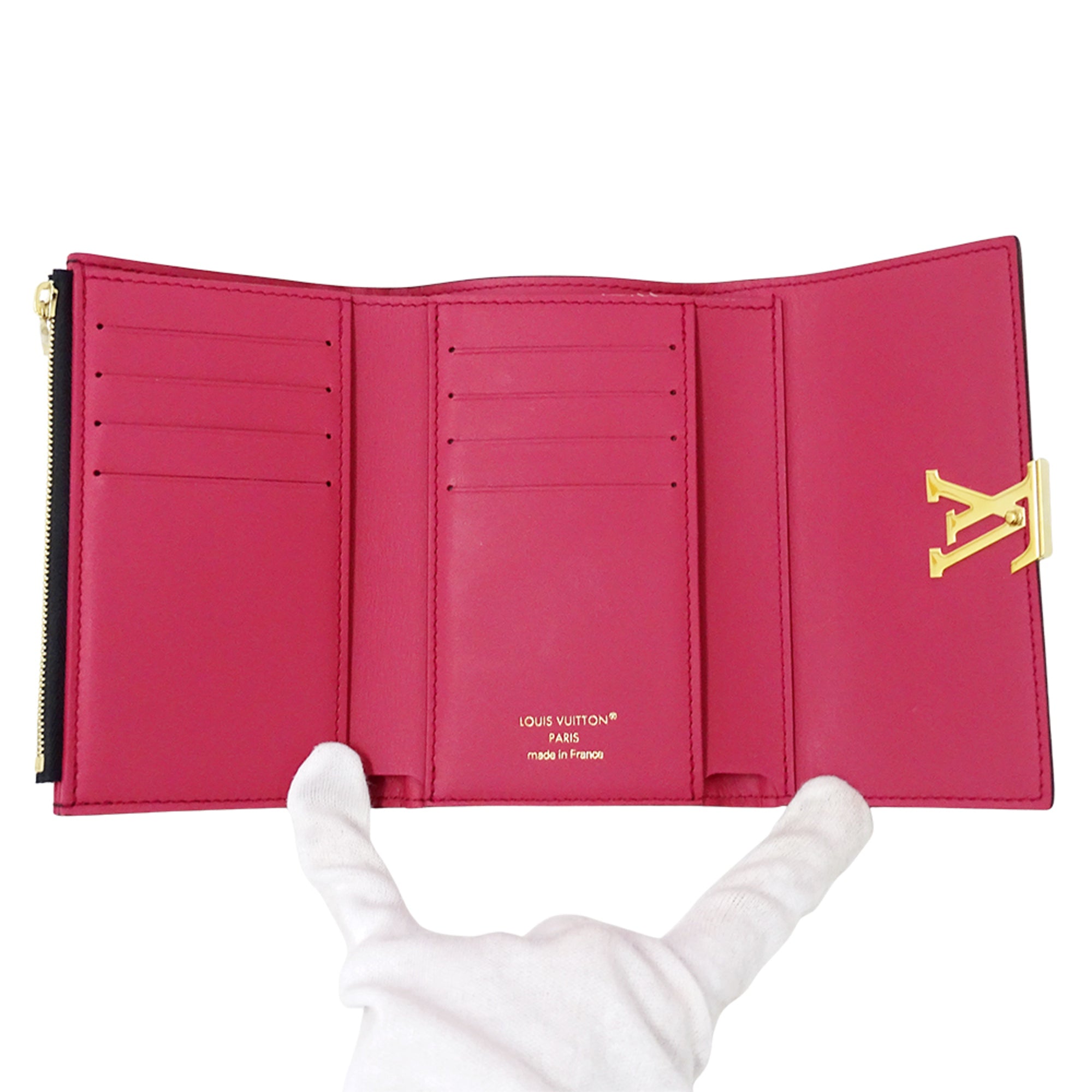 Louis Vuitton Black Hot Pink Noir Leather Wallet (Bi-Fold) (Pre-Owned)