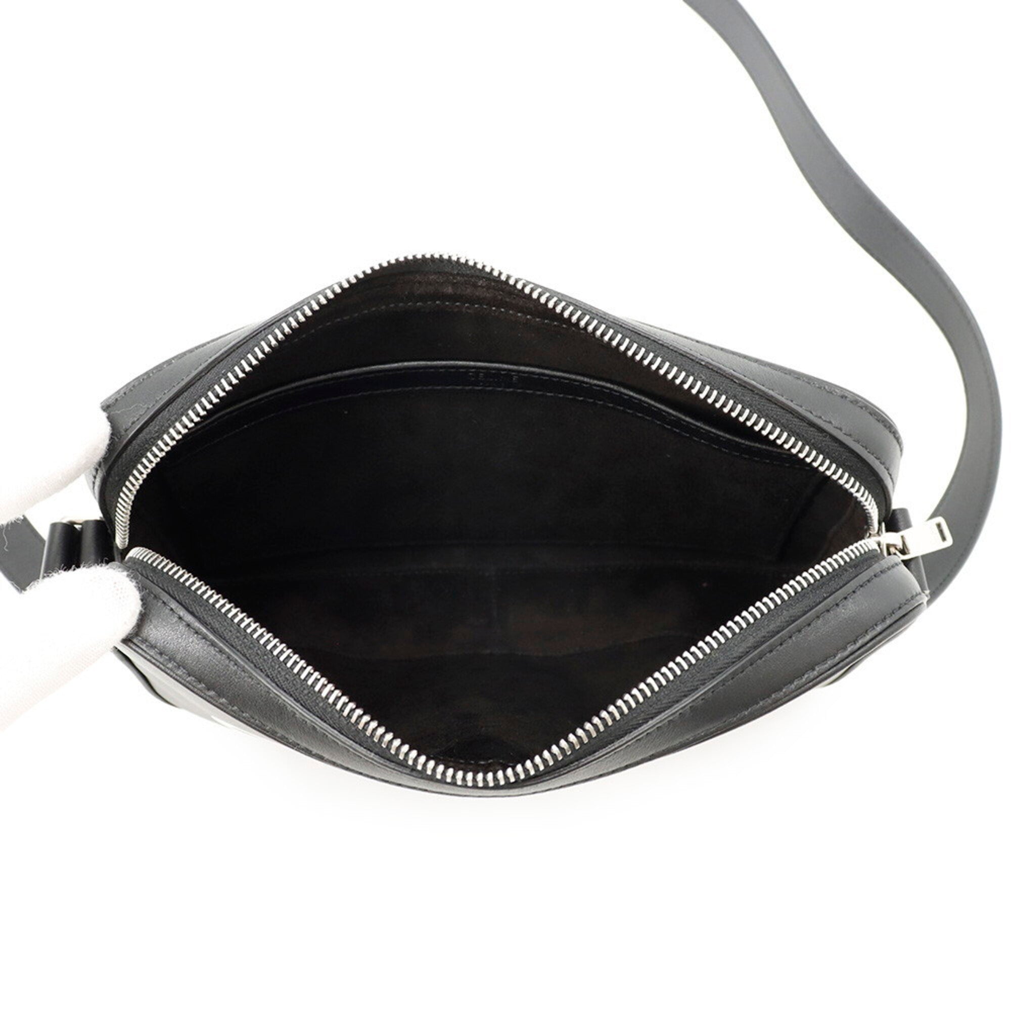 Celine Black Leather Messenger Bag Shoulder Bag (Pre-Owned)