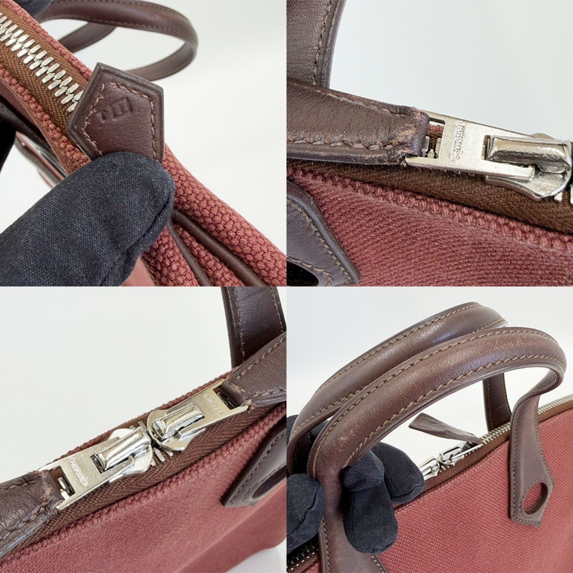 Hermes Brown Toile H Handbag (Pre-Owned)