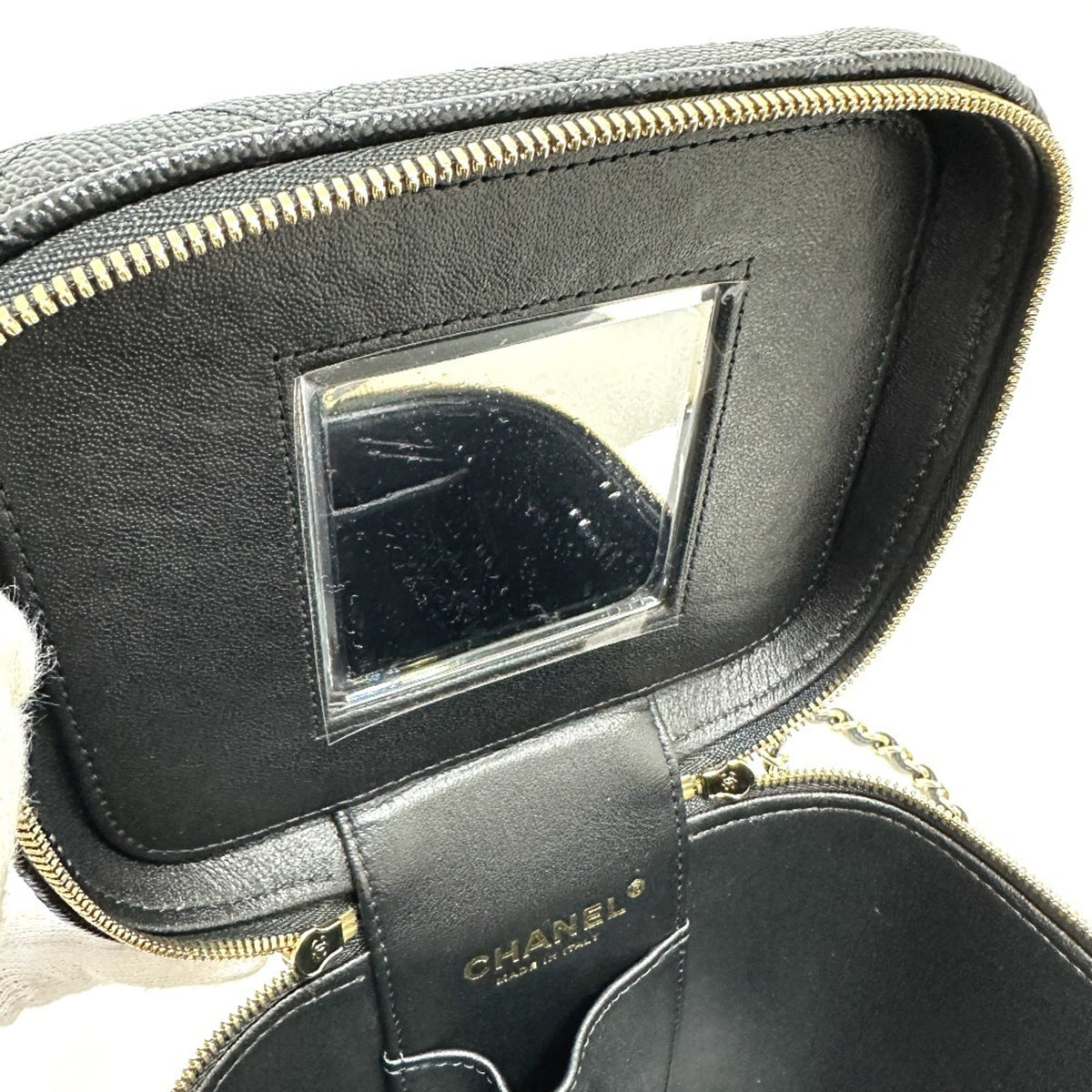 Chanel Matelasse Black Caviar Leather Handbag Shoulder Bag Vanity Bag (Pre-Owned)