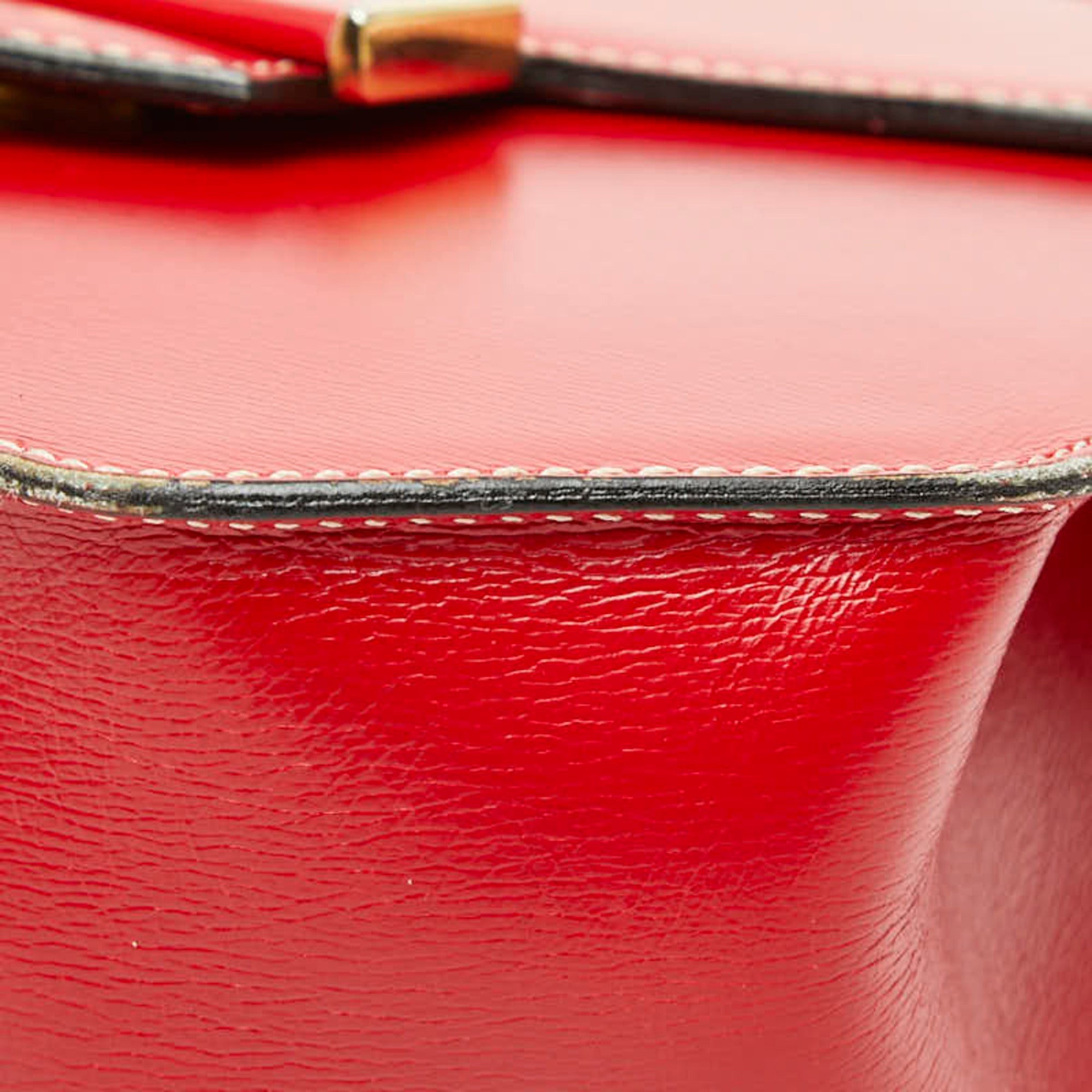 Christian Dior Red Color Leather Handbag Shoulder Bag (Pre-Owned)