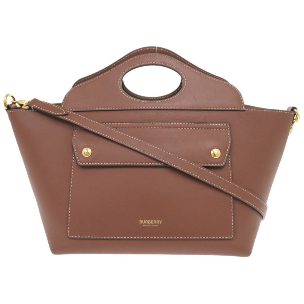 Burberry Brown Leather Handbag Shoulder Bag (Pre-Owned)