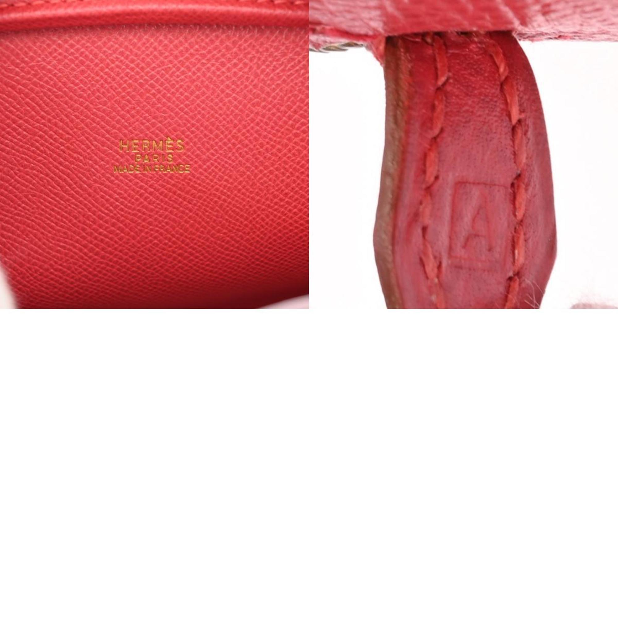 Hermes Blue Red Color Courchevel Leather Handbag (Pre-Owned)