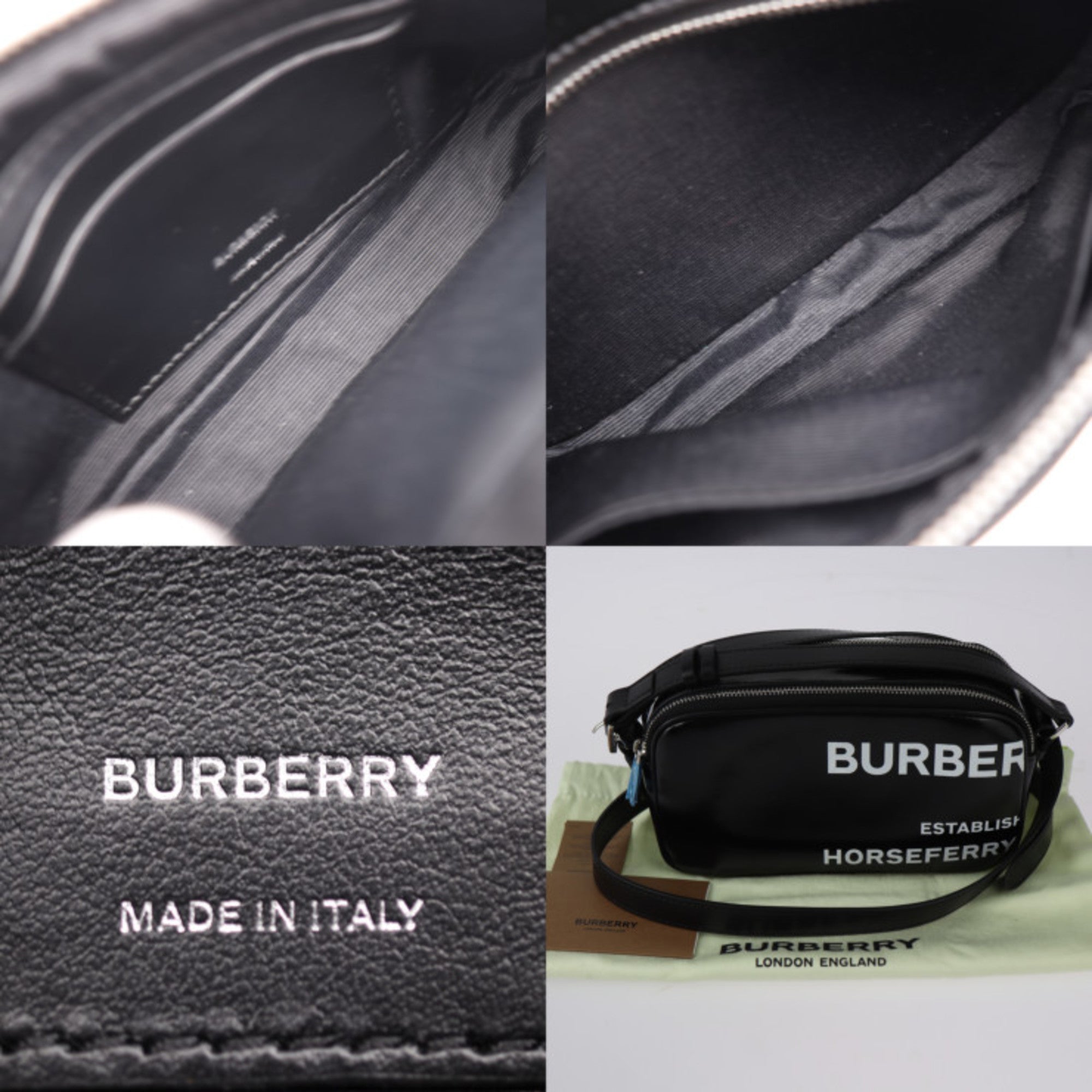 Burberry Black White Coated Canvas Leather Pochette Pouch Shoulder Bag (Pre-Owned)