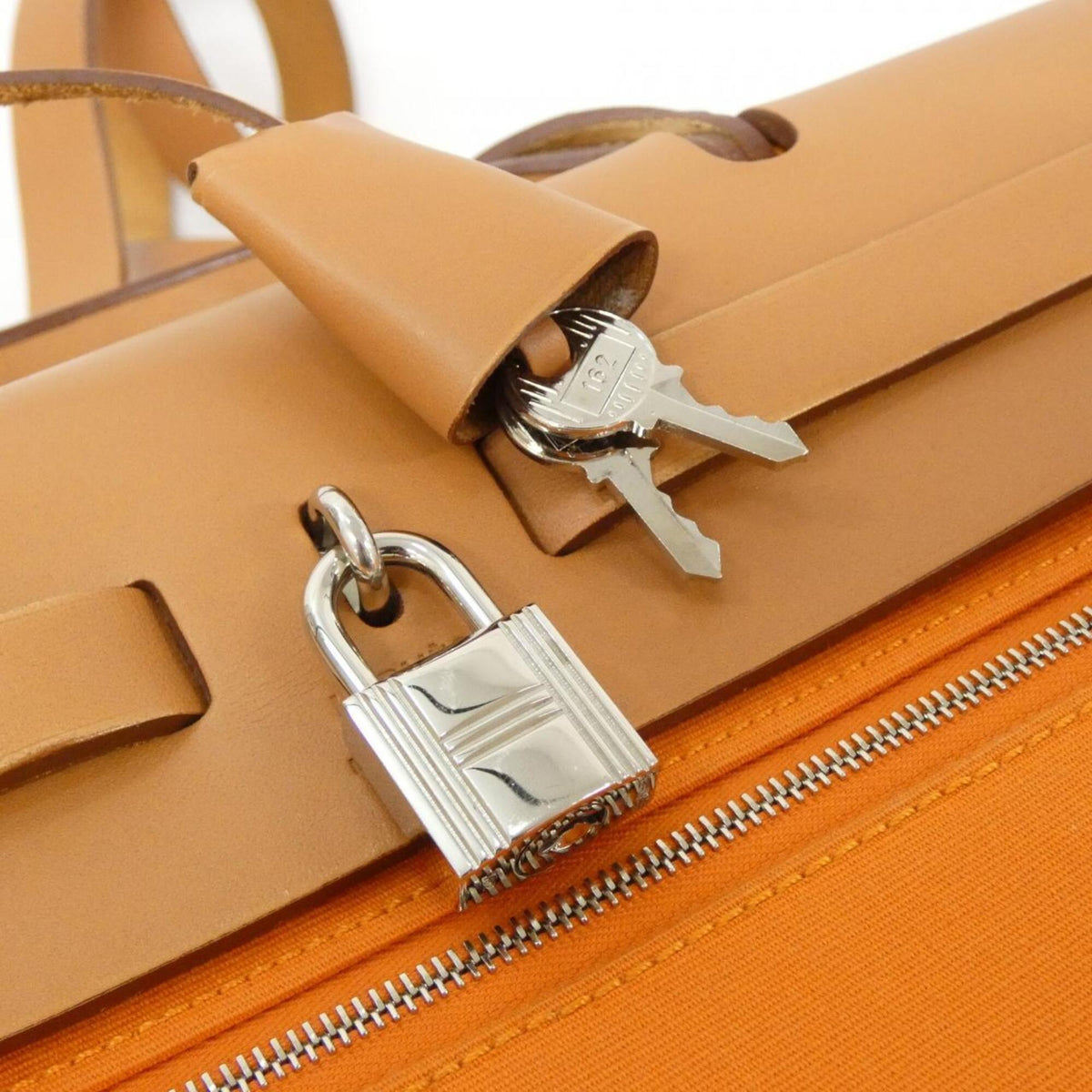 Hermes Feu Natural Toile Officier Handbag Pouch (Pre-Owned)