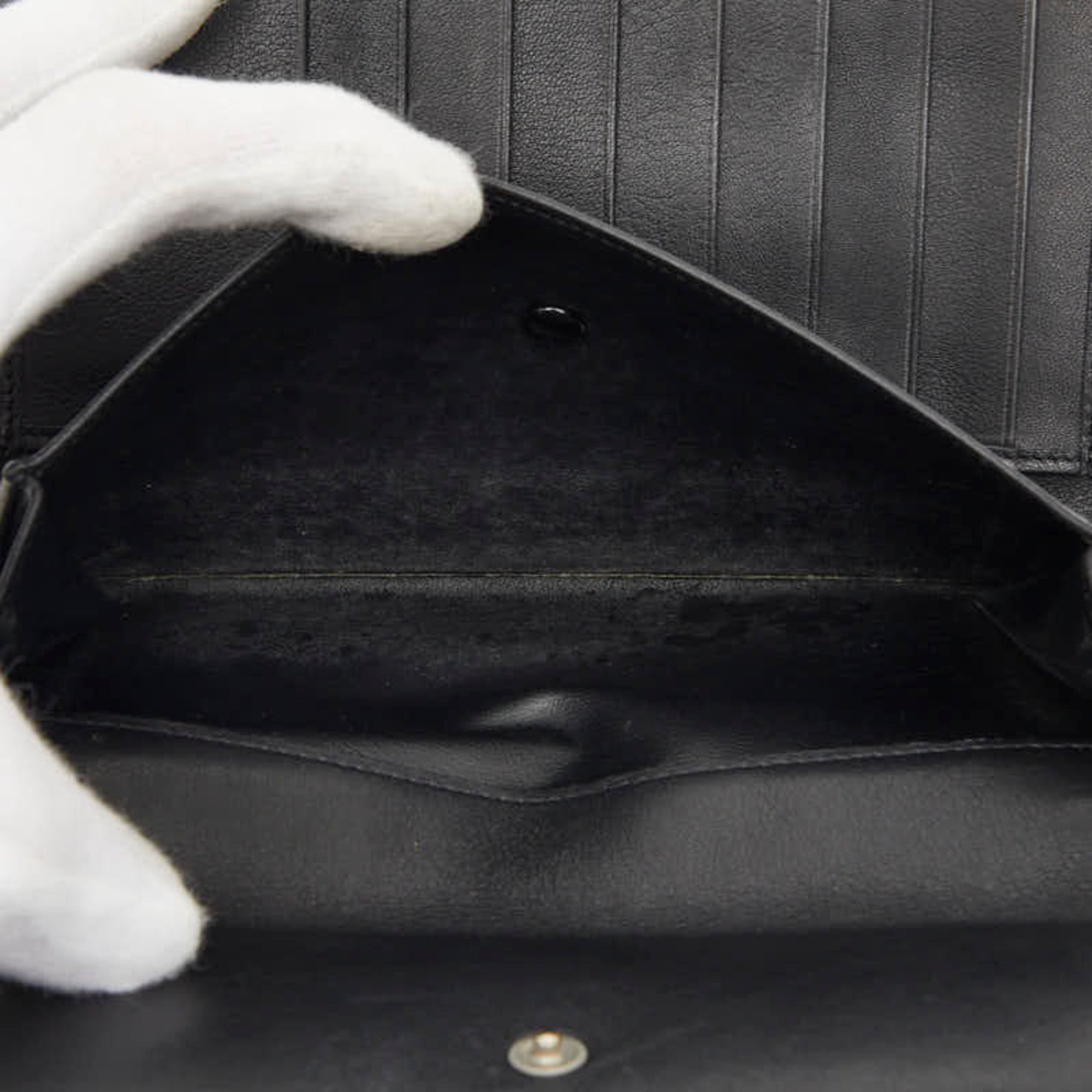 Cartier Black Leather Long Wallet (Tri-Fold) (Pre-Owned)