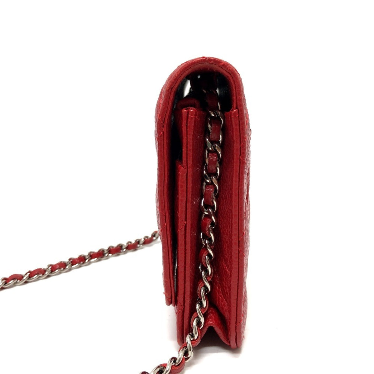 Chanel Red Color Caviar Leather Shoulder Bag (Pre-Owned)