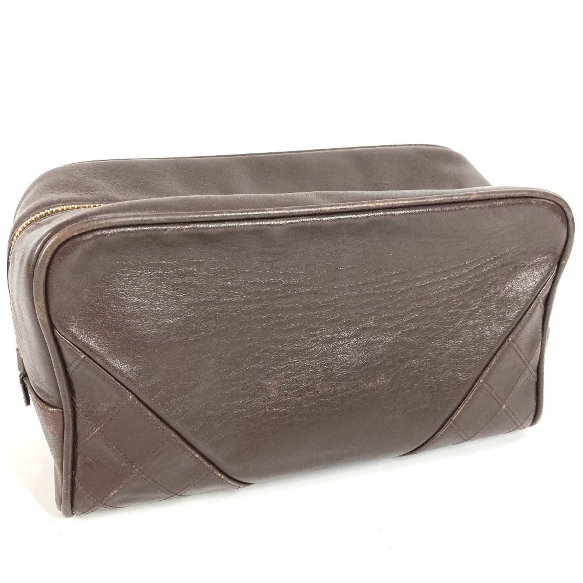 Chanel Brown Leather Clutch Bag Handbag Pouch (Pre-Owned)