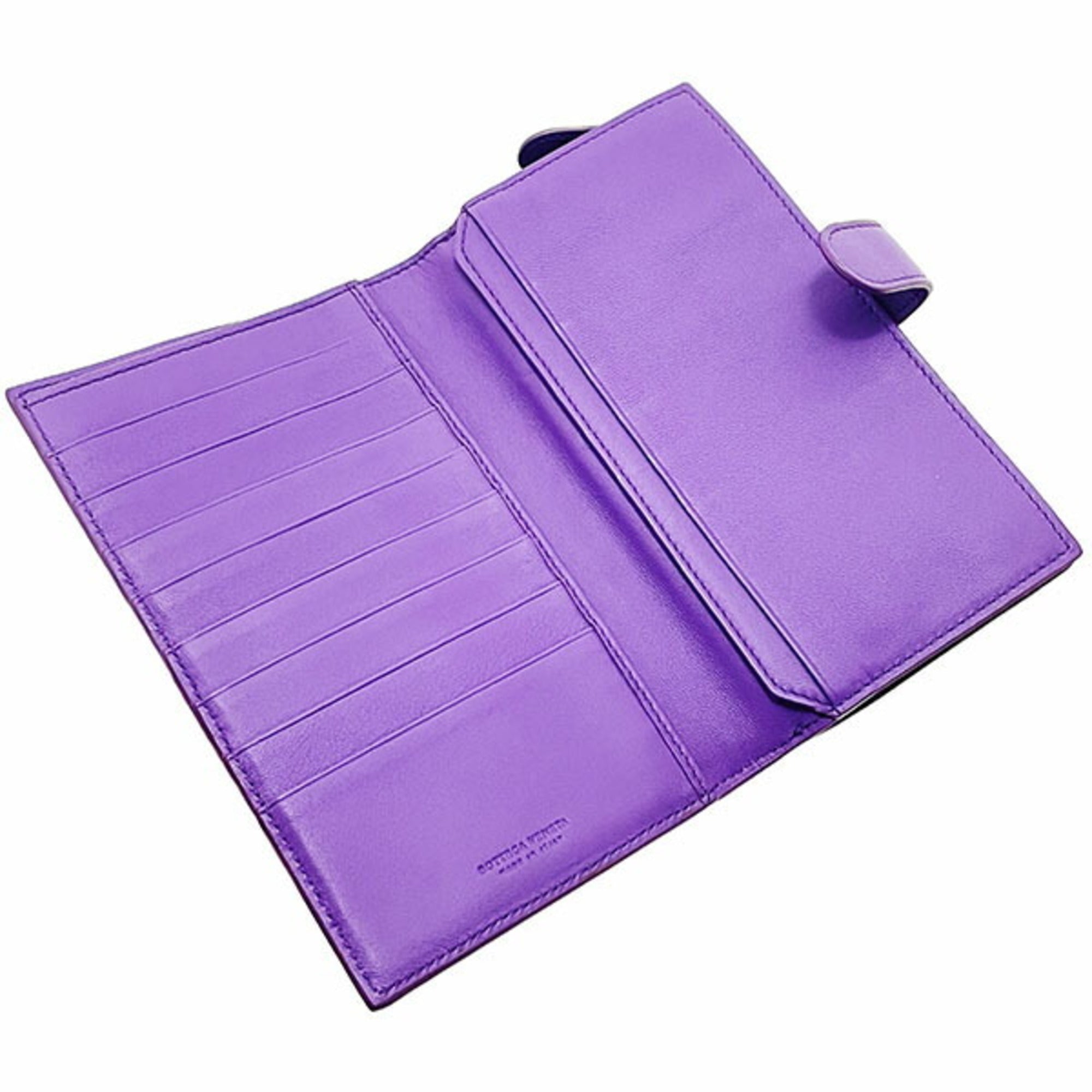 Bottega Veneta Purple Intrecciato Leather Long Wallet (Bi-Fold) (Pre-Owned)