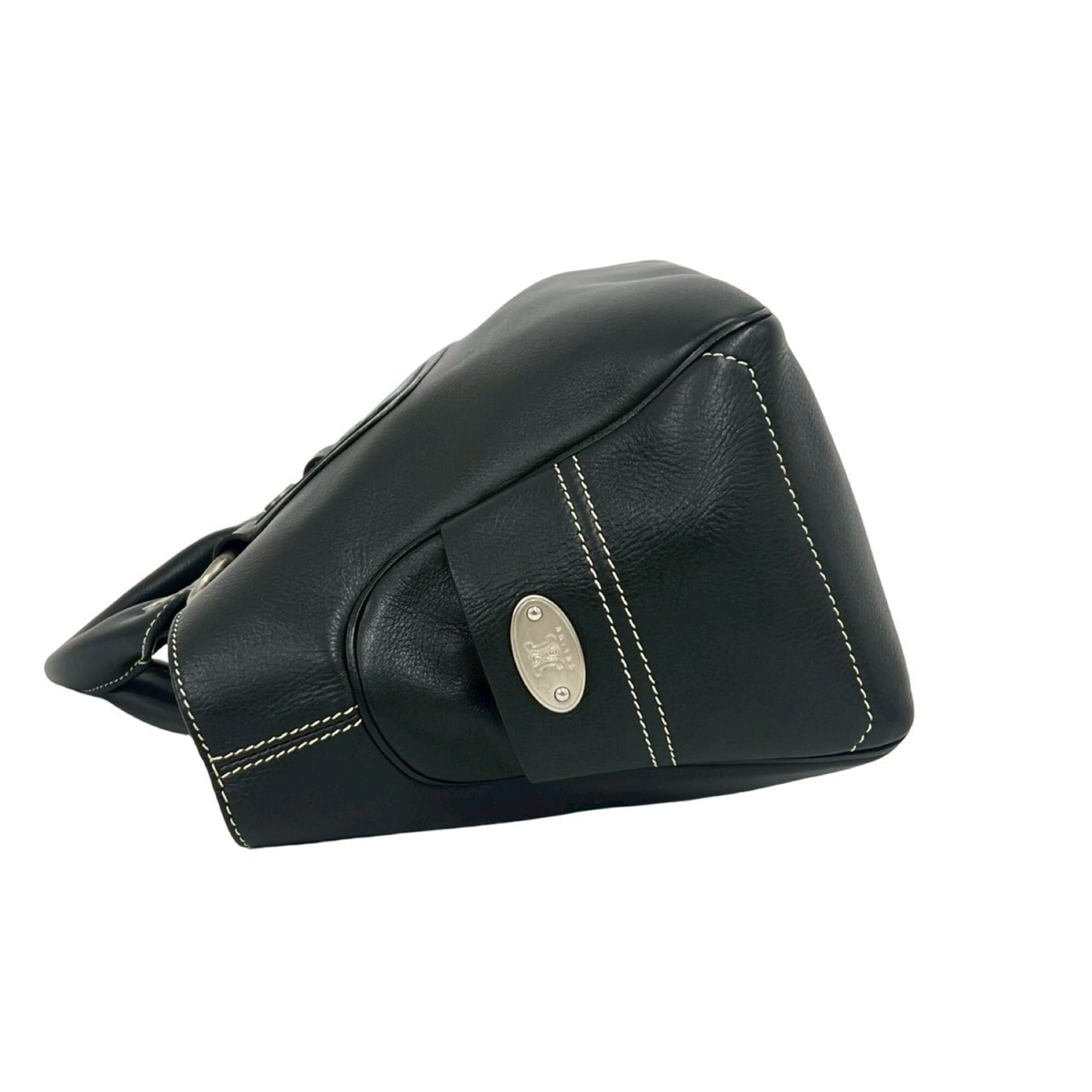 Celine Black Leather Boston Bag Handbag Tote Bag (Pre-Owned)