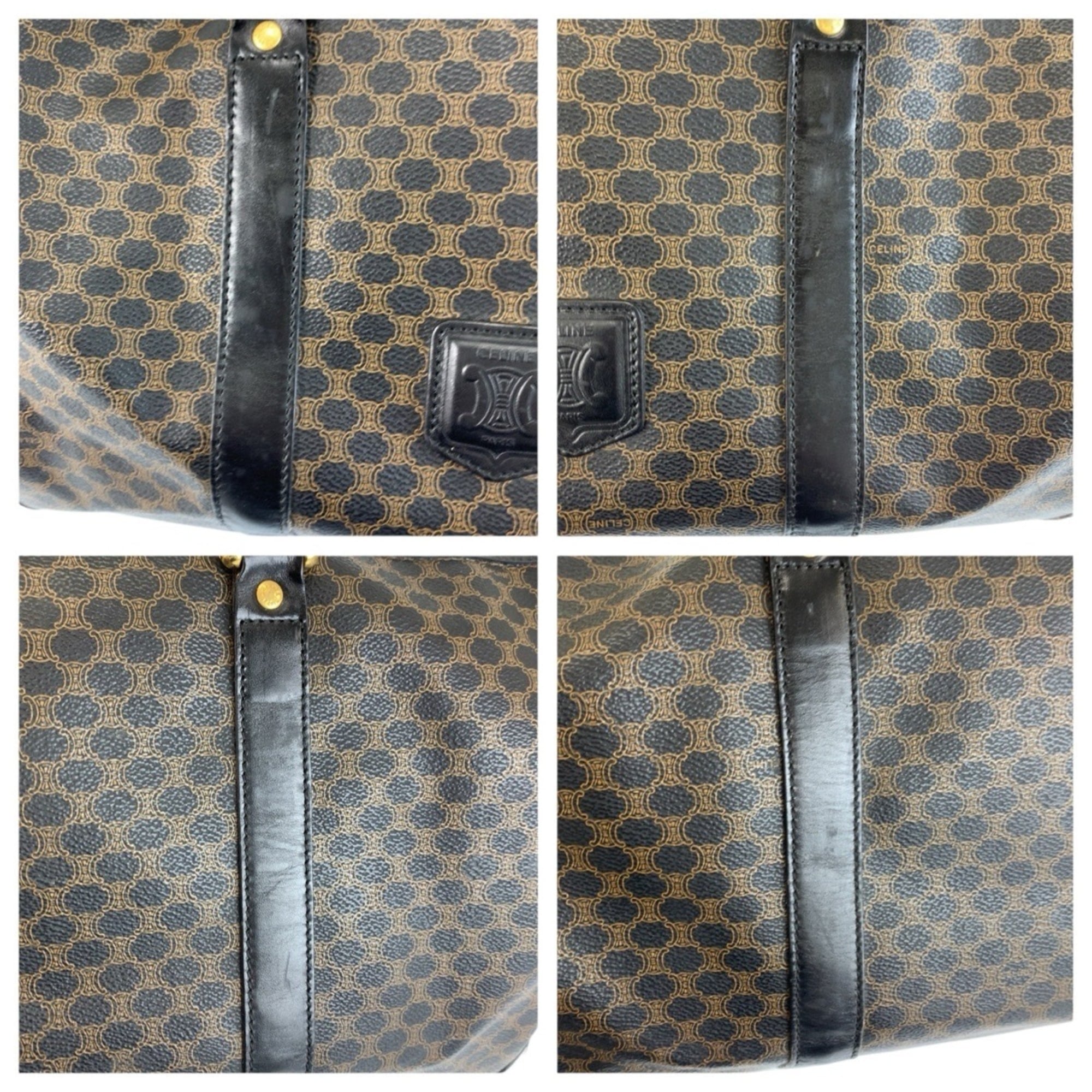 Celine Black Brown Pvc Boston Bag Handbag (Pre-Owned)