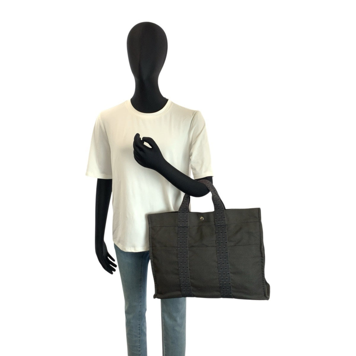 Hermes Gray Polyester Polyamide Handbag Tote Bag (Pre-Owned)