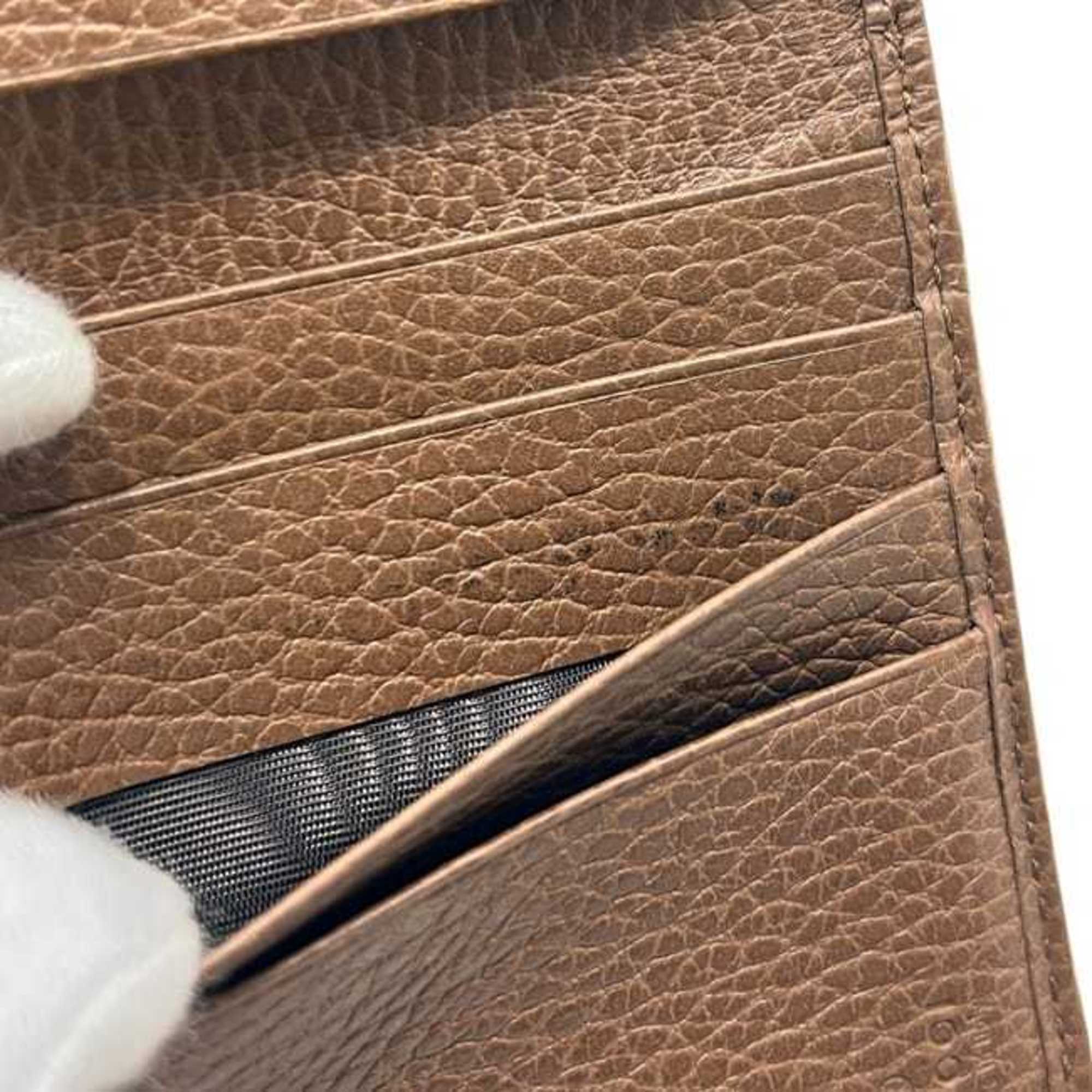 Gucci Beige Brown Brown Gg Gg Canvas Leather Wallet (Bi-Fold) (Pre-Owned)