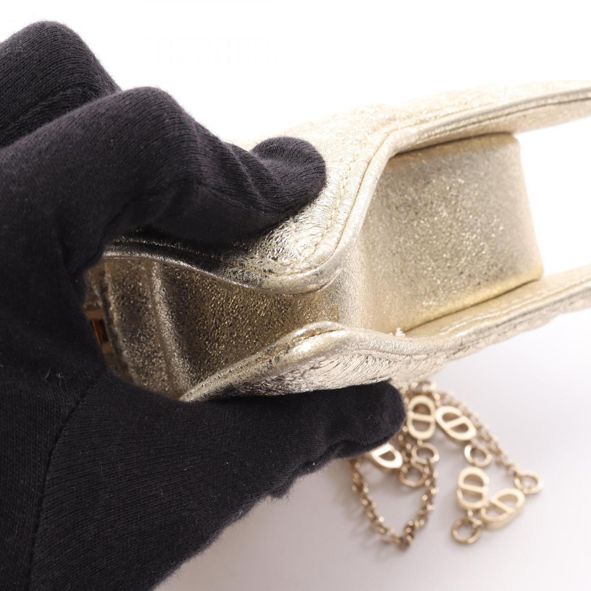 Christian Dior Gold Leather Handbag Shoulder Bag (Pre-Owned)