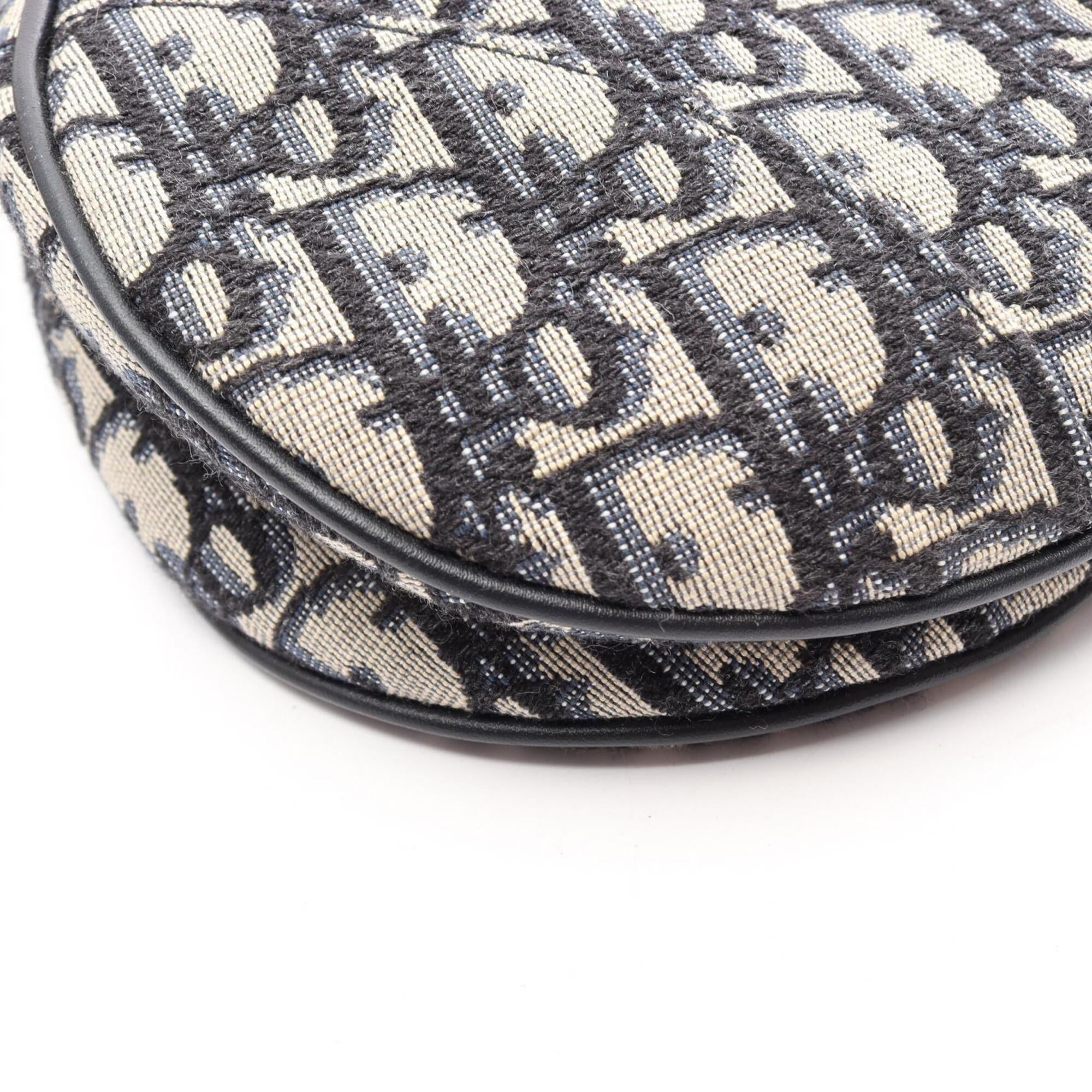 Christian Dior Beige Navy Canvas Handbag Saddle Bag (Pre-Owned)