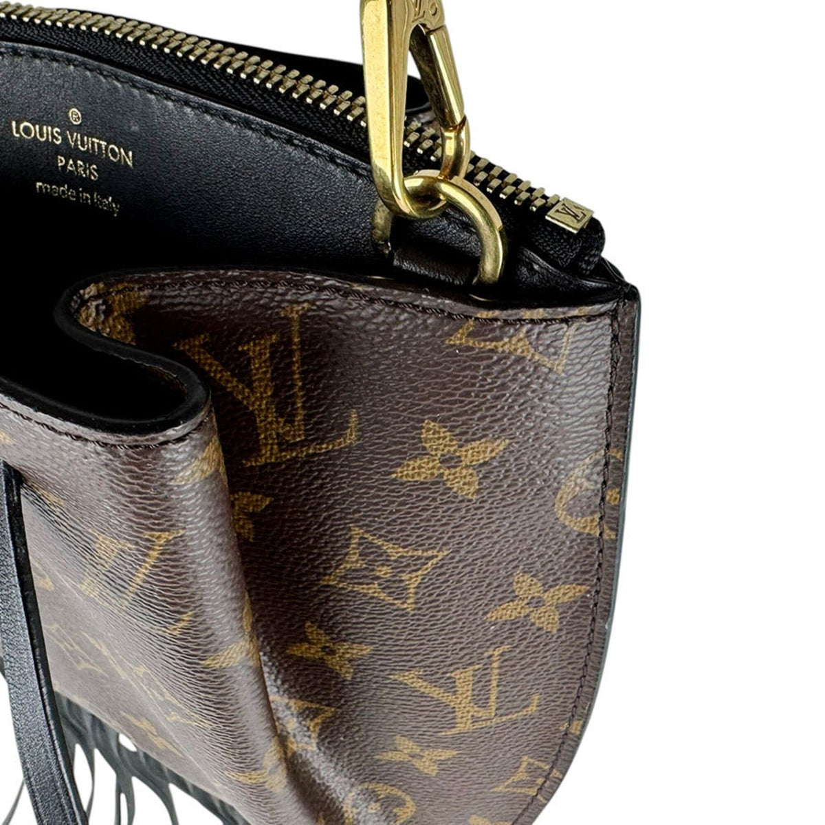 Louis Vuitton Black Brown Monogram Canvas Leather Handbag Shoulder Bag (Pre-Owned)