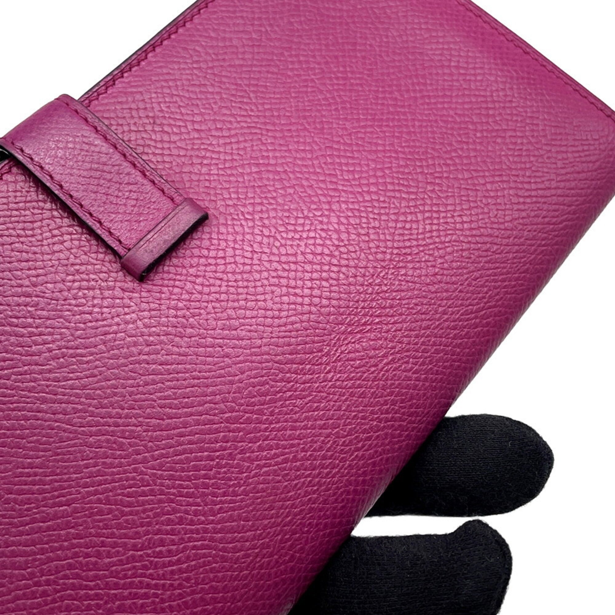 Hermes Rose Purple Epsom Leather Long Wallet (Bi-Fold) (Pre-Owned)