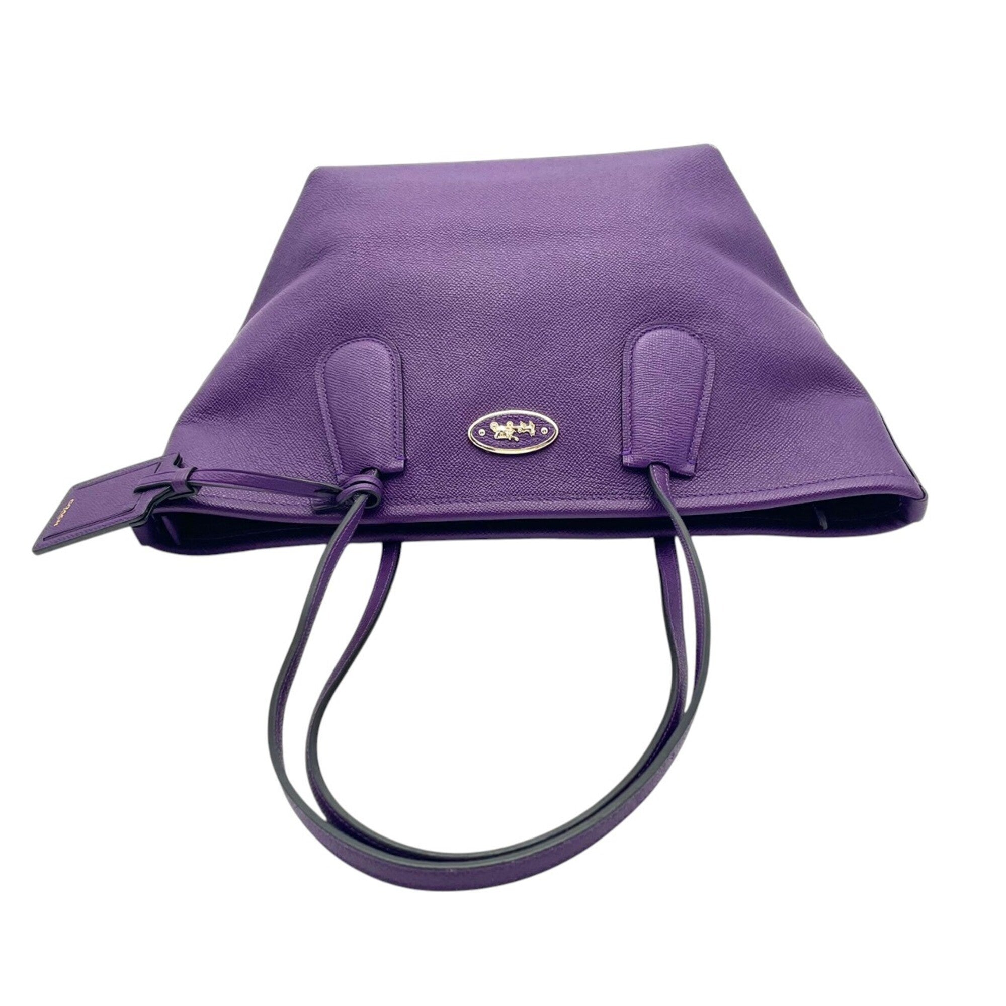 Coach Purple Leather Handbag Tote Bag (Pre-Owned)