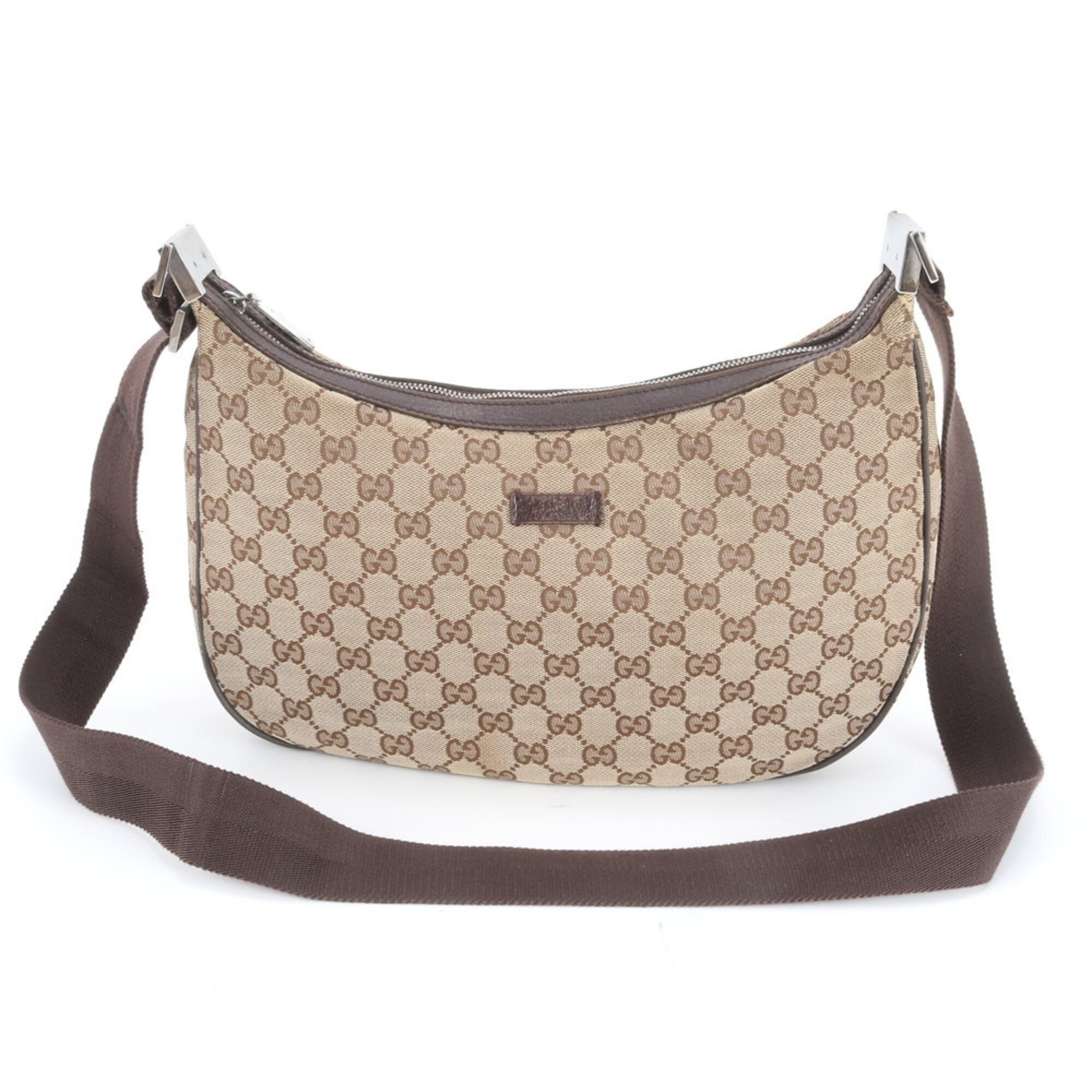 Gucci Beige Brown Canvas Leather Handbag Shoulder Bag Tote Bag (Pre-Owned)