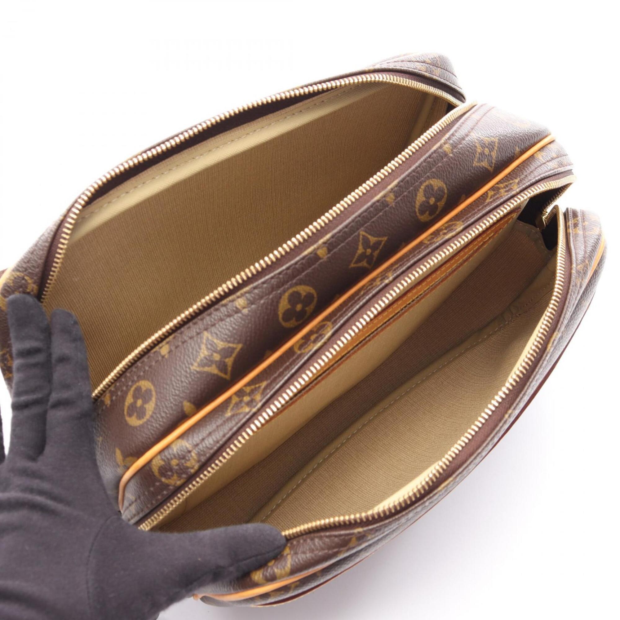 Louis Vuitton Monogram Brown Coated Canvas Leather Handbag Shoulder Bag (Pre-Owned)