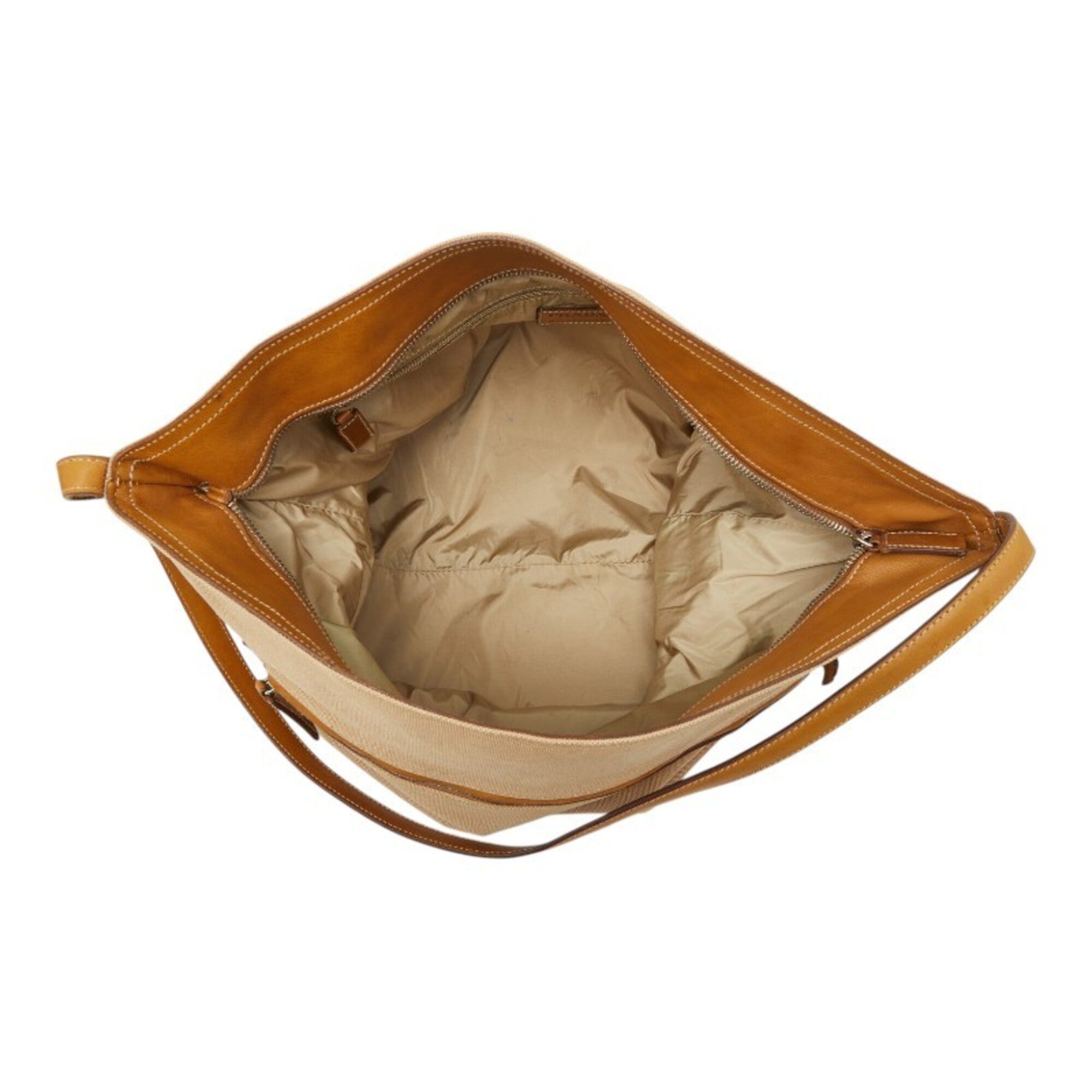 Prada Beige Canvas Leather Shoulder Bag (Pre-Owned)