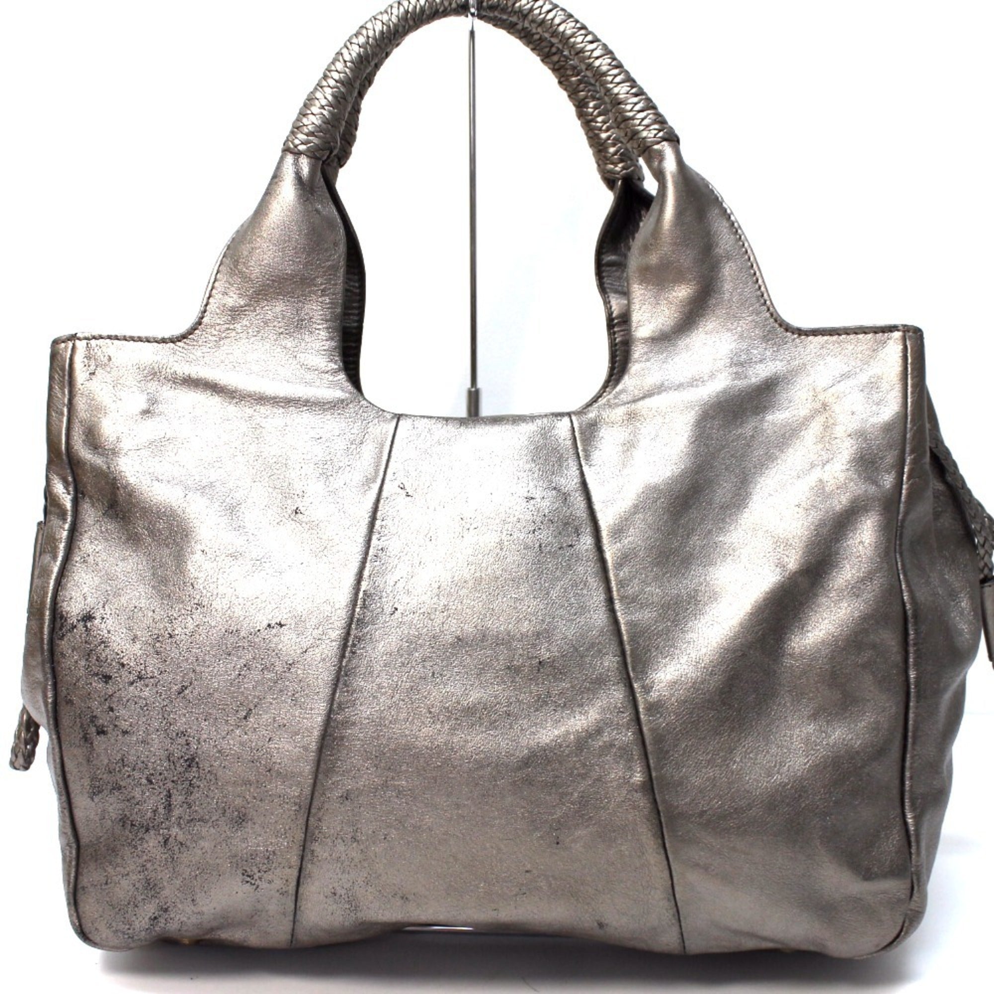 Salvatore Ferragamo Gancini Bronze Gray Leather Handbag Shoulder Bag Tote Bag (Pre-Owned)
