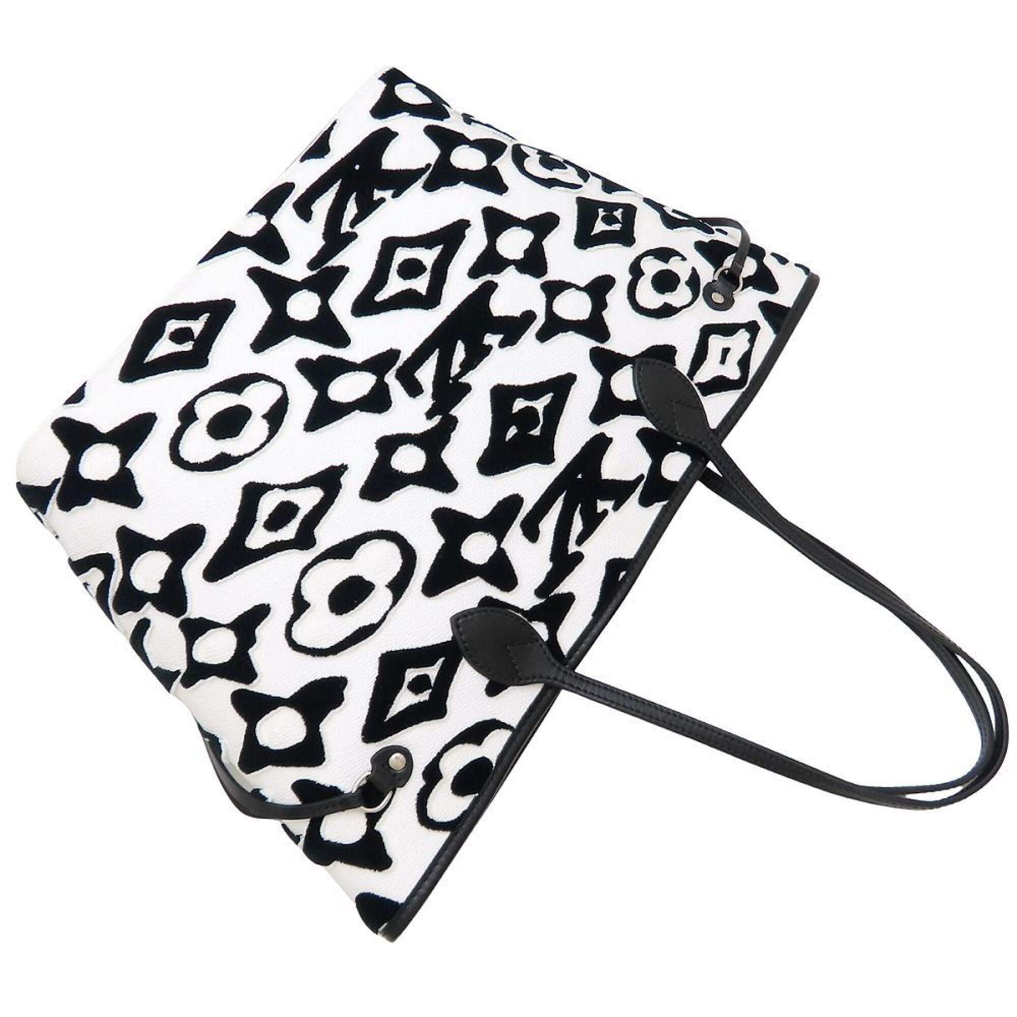 Louis Vuitton Black White Coated Canvas Monogram Pouch Tote Bag (Pre-Owned)