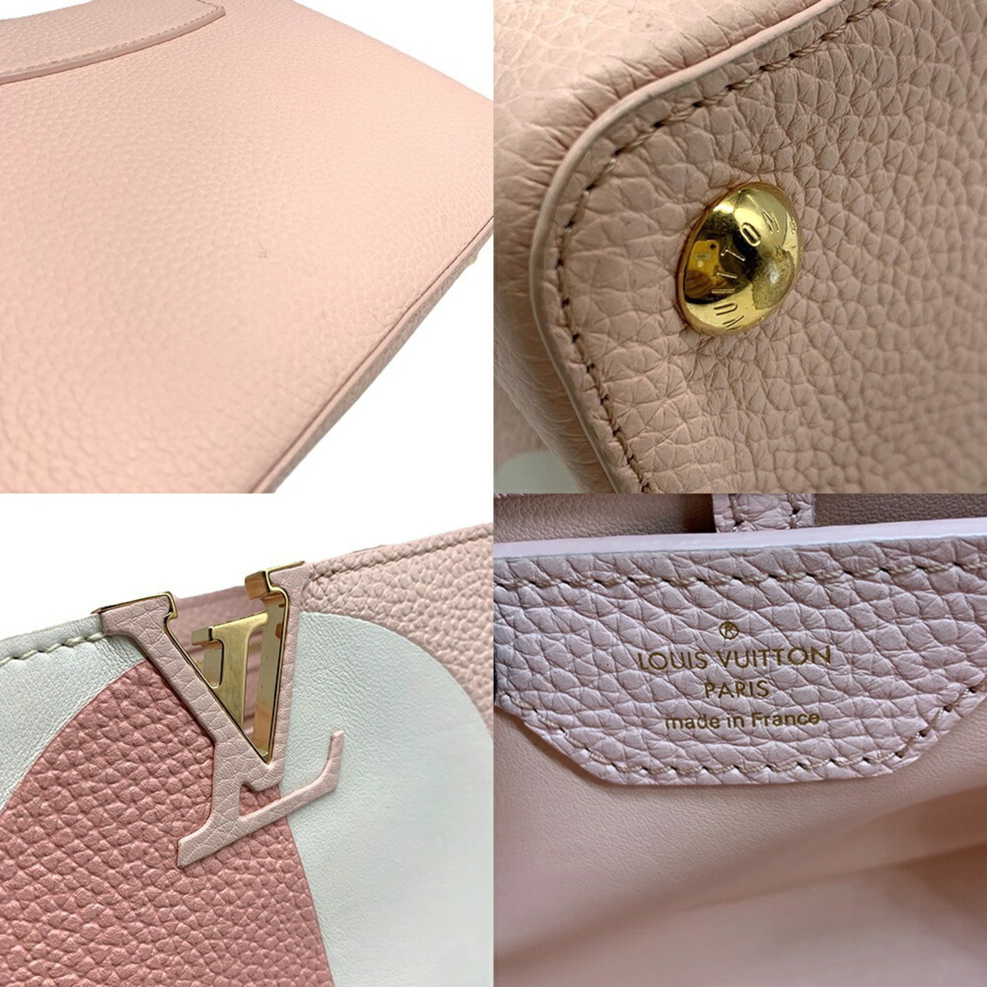 Louis Vuitton Pink White Leather Handbag (Pre-Owned)