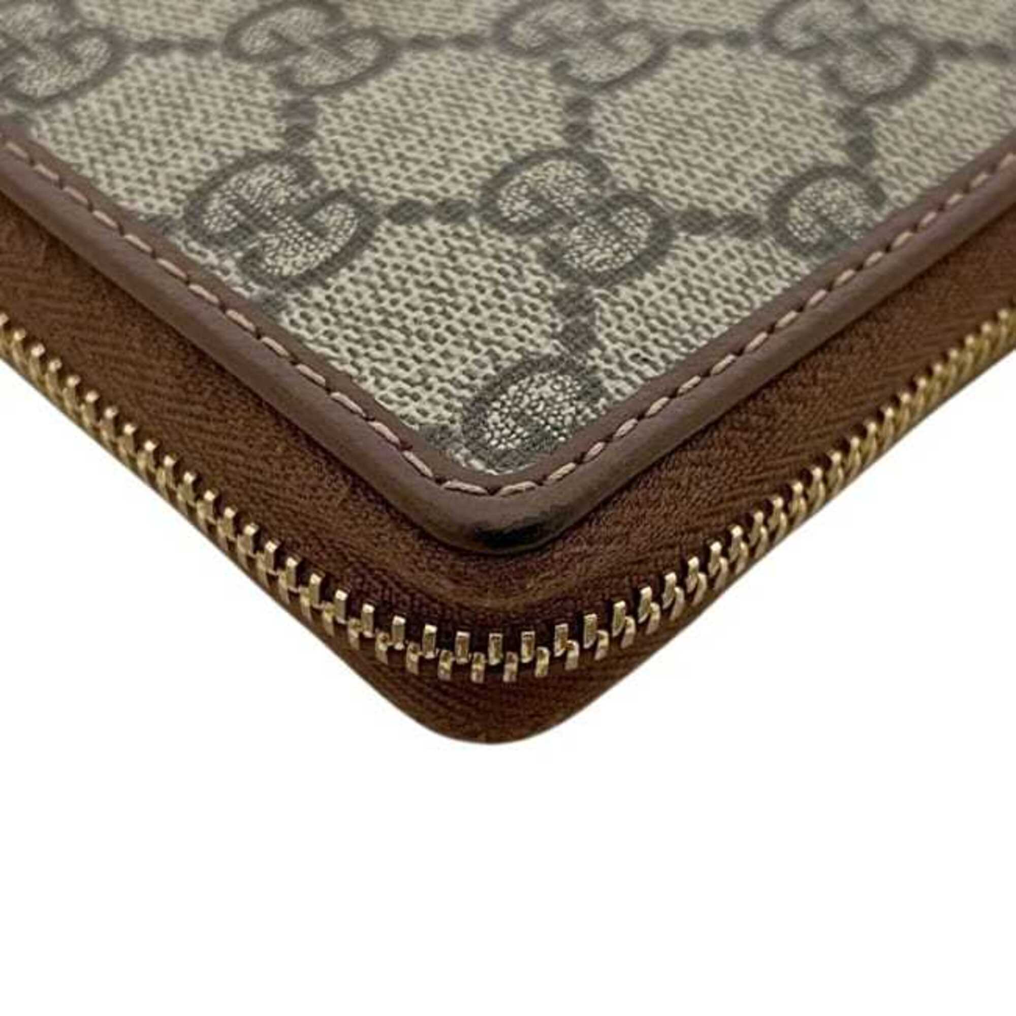 Gucci Beige Brown Pvc Leather Long Wallet (Bi-Fold) (Pre-Owned)