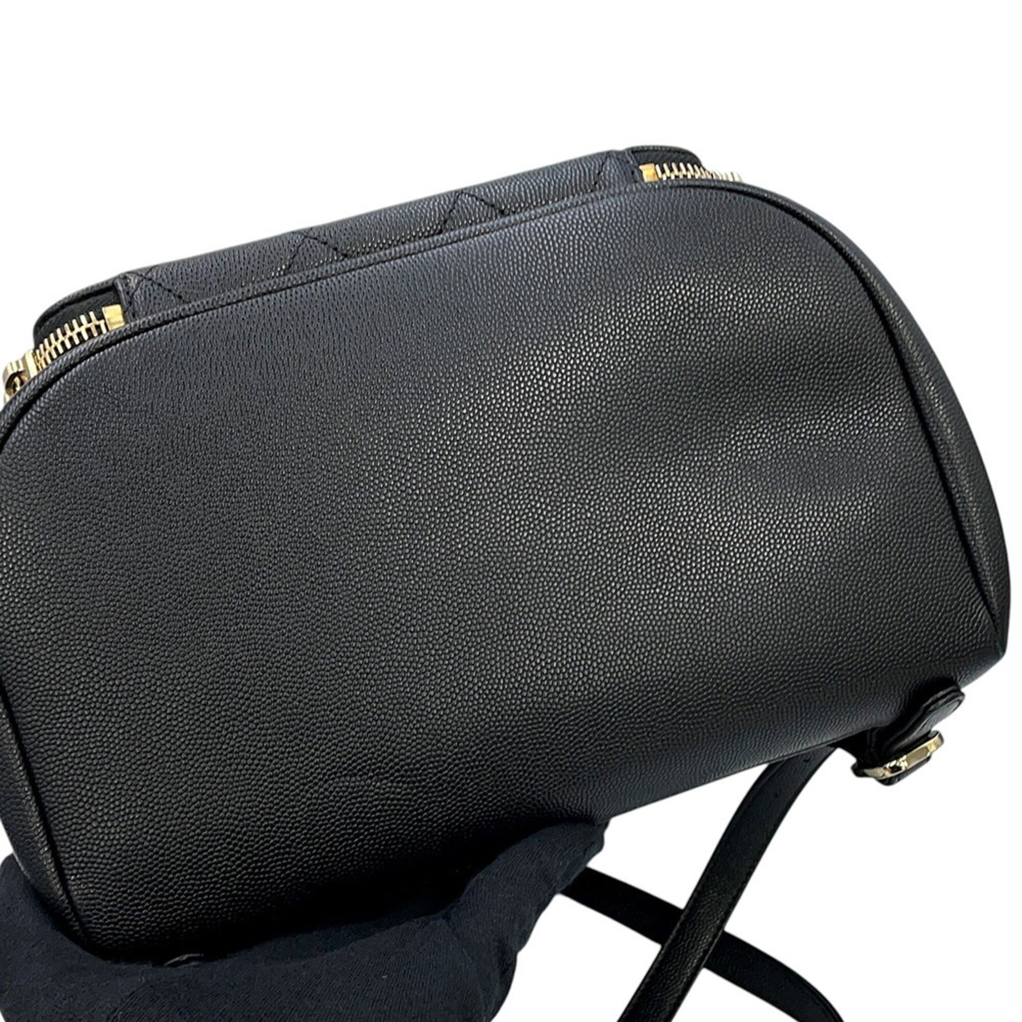 Chanel Black Grained Calfskin Backpack Handbag (Pre-Owned)