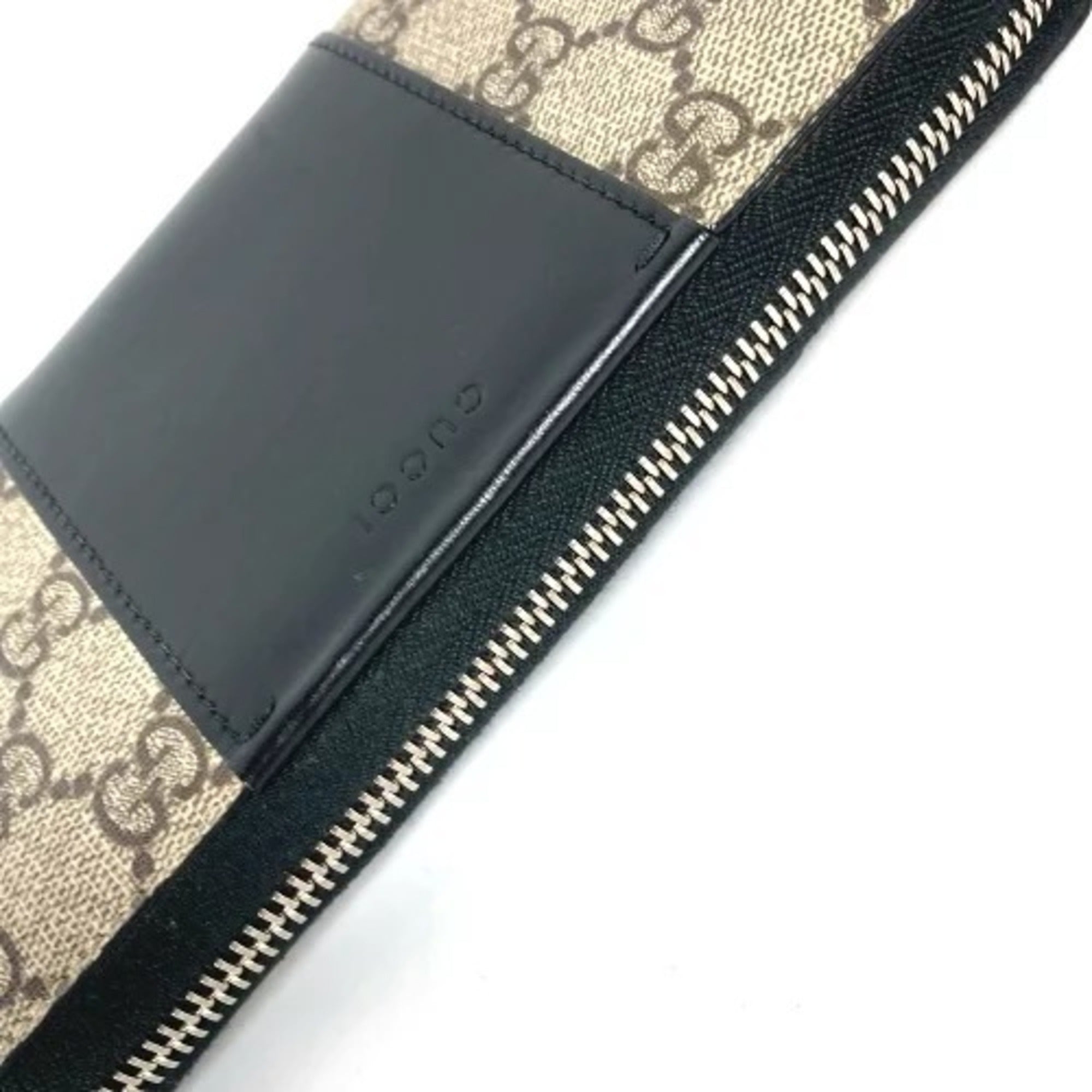 Gucci Beige Black Pvc Leather Long Wallet (Bi-Fold) (Pre-Owned)