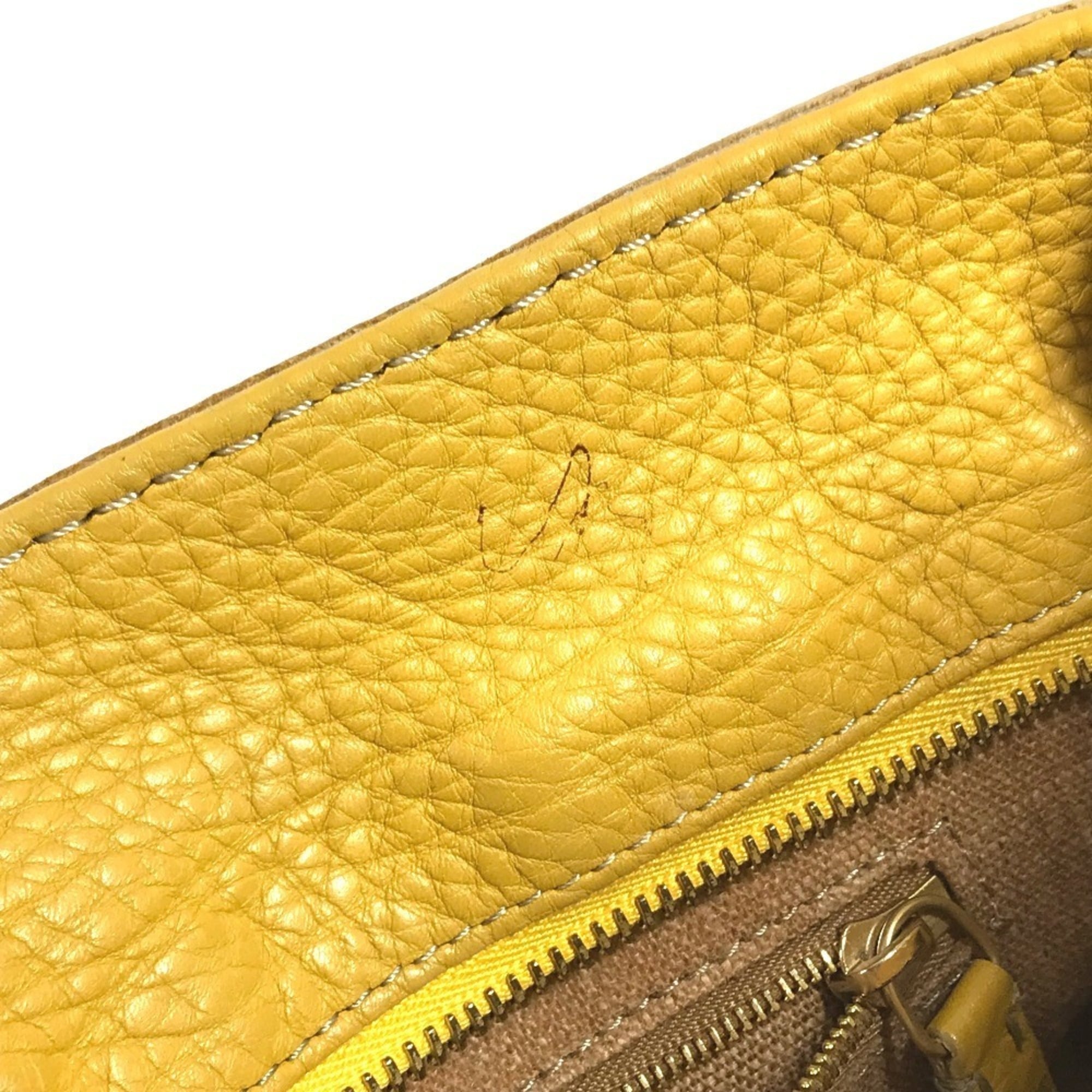 Fendi Yellow Leather Shoulder Bag Tote Bag (Pre-Owned)