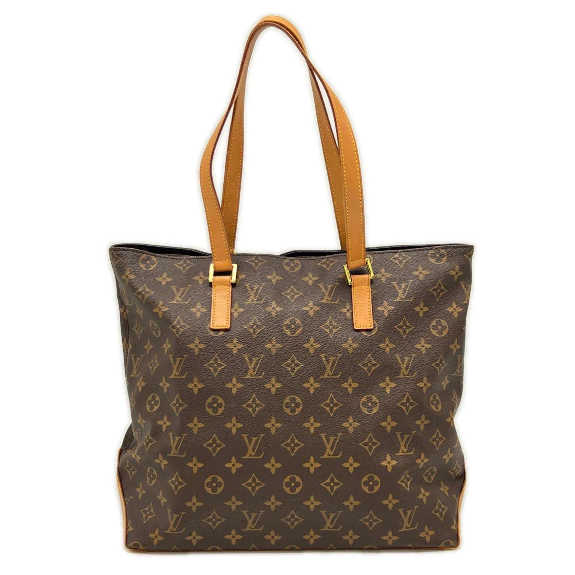 Louis Vuitton Beige Brown Coated Canvas Leather Handbag (Pre-Owned)