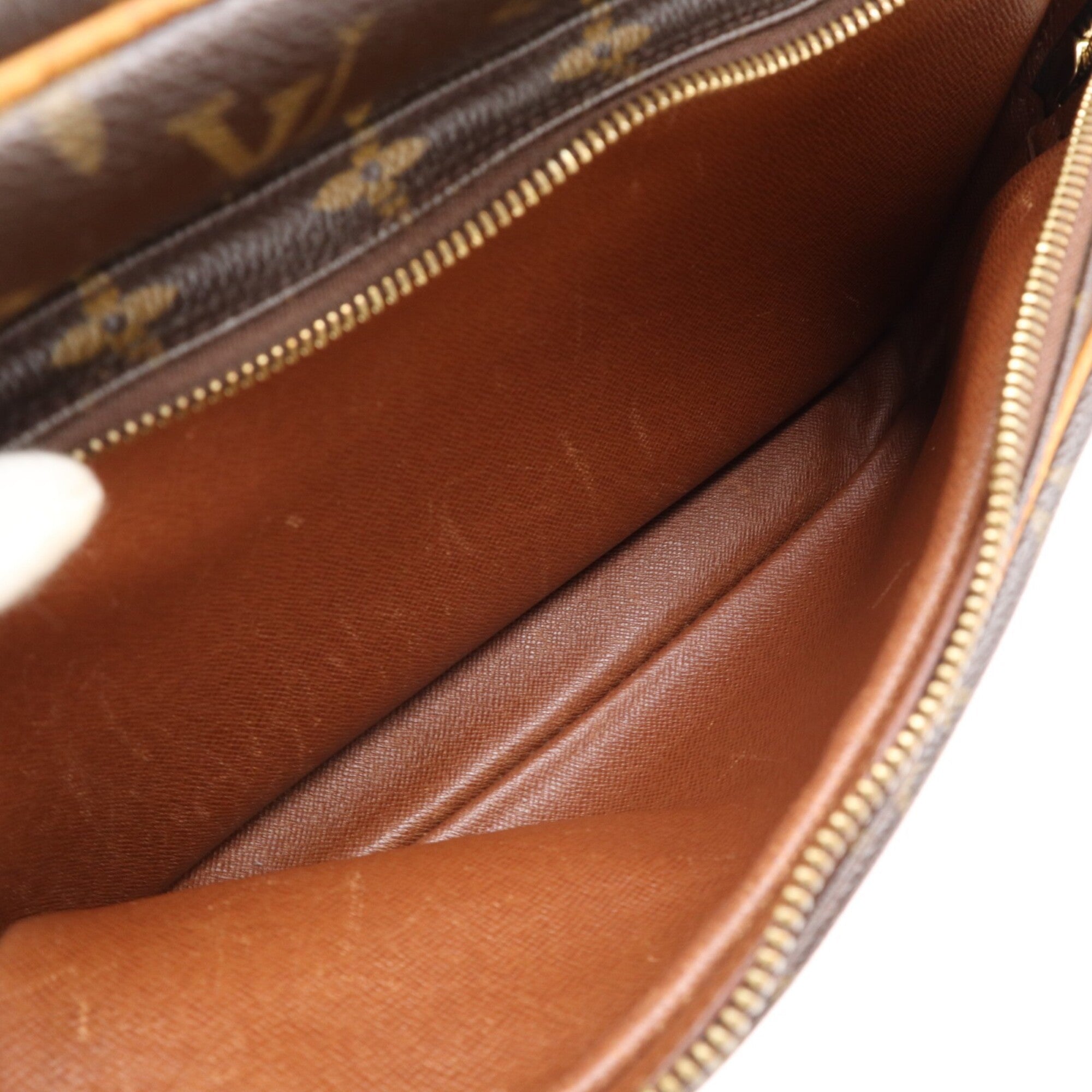 Louis Vuitton Beige Brown Monogram Coated Canvas Leather Shoulder Bag (Pre-Owned)