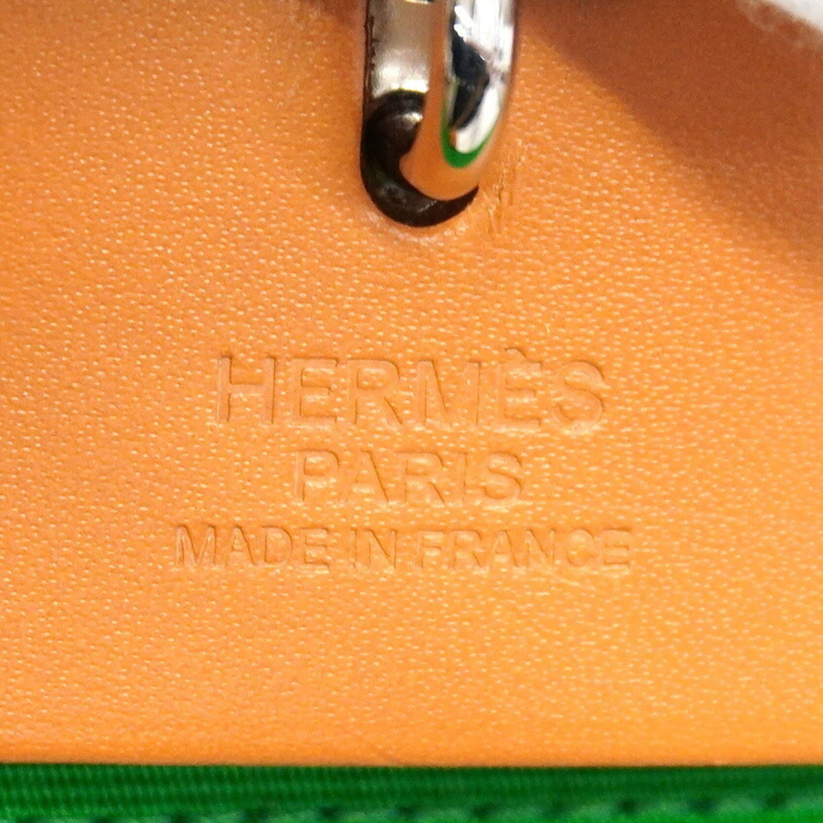 Hermes Green Natural Toile Officier Handbag (Pre-Owned)