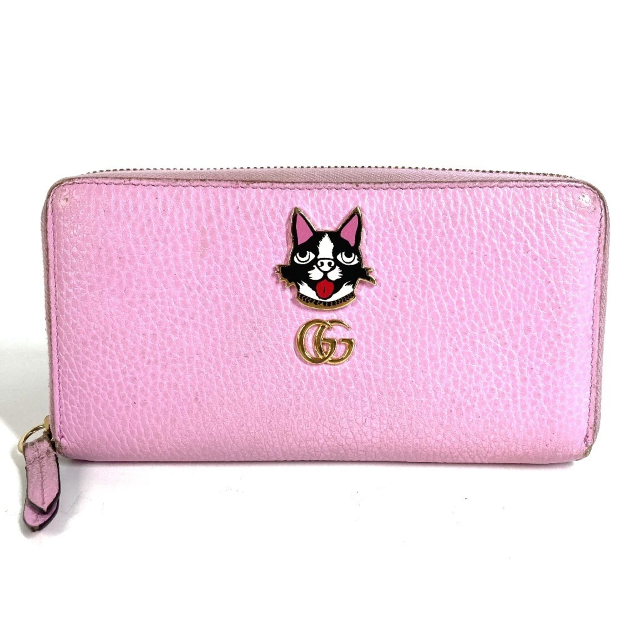 Gucci Pink Leather Long Wallet (Bi-Fold) (Pre-Owned)