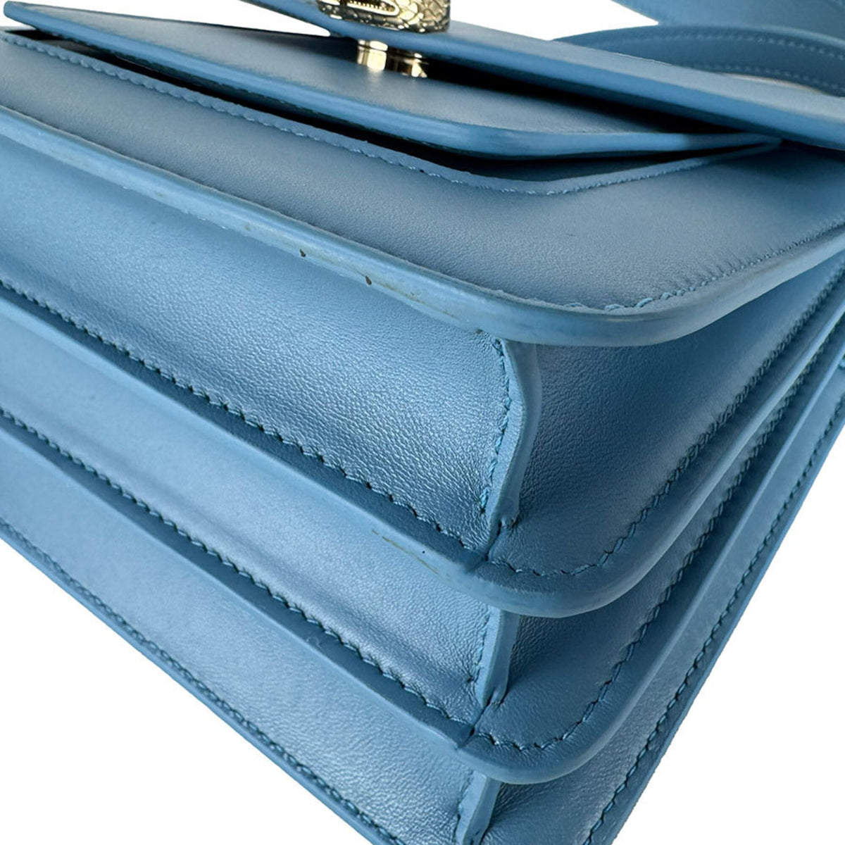 Bvlgari Blue Leather Handbag Shoulder Bag (Pre-Owned)