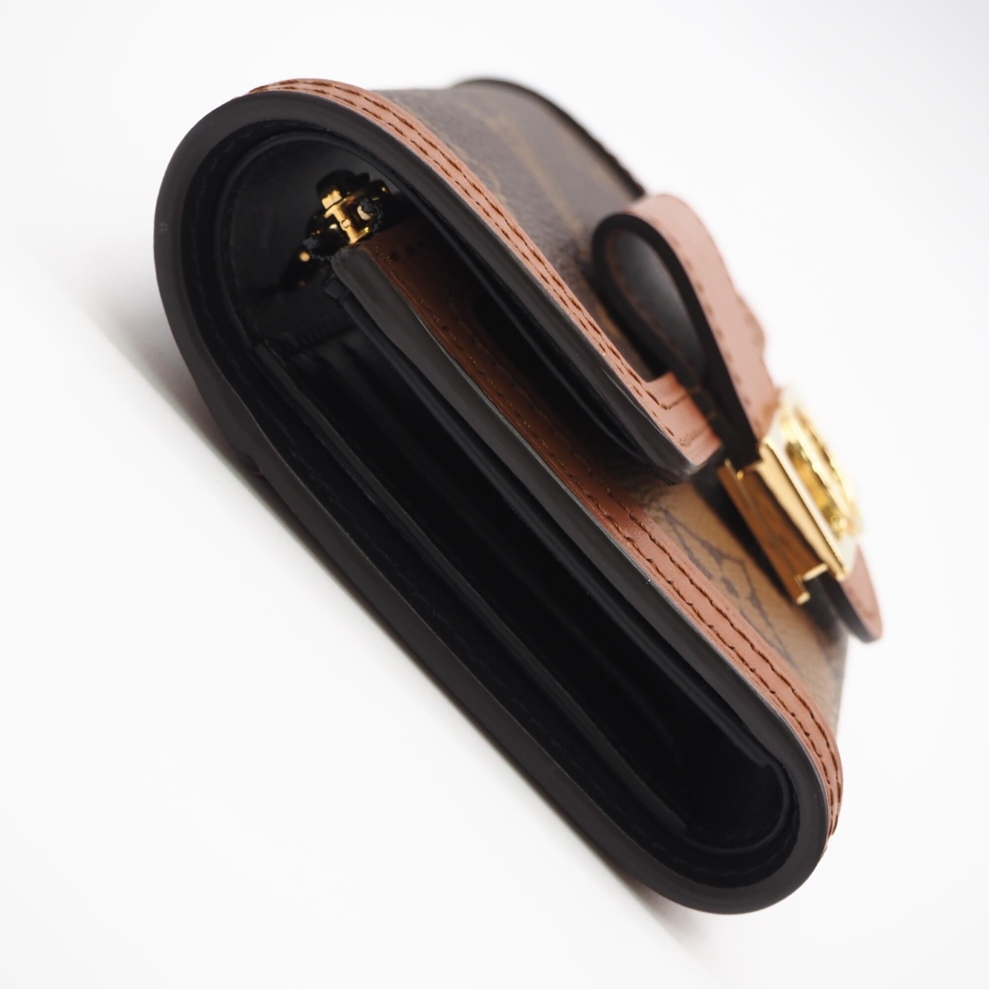 Louis Vuitton Monogram Reverse Beige Brown Coated Canvas Leather Wallet (Tri-Fold) (Pre-Owned)