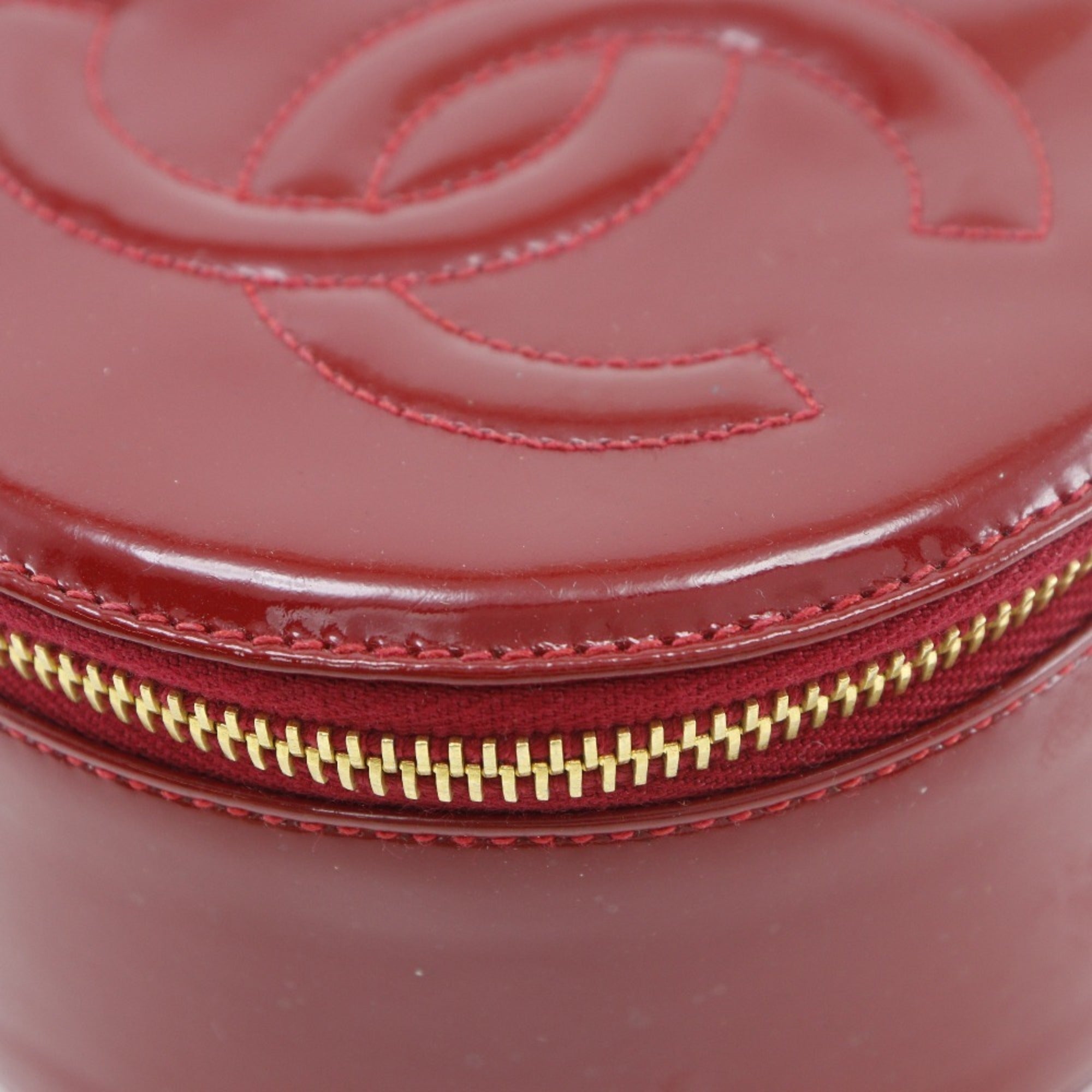 Chanel Red Color Leather Pouch (Pre-Owned)