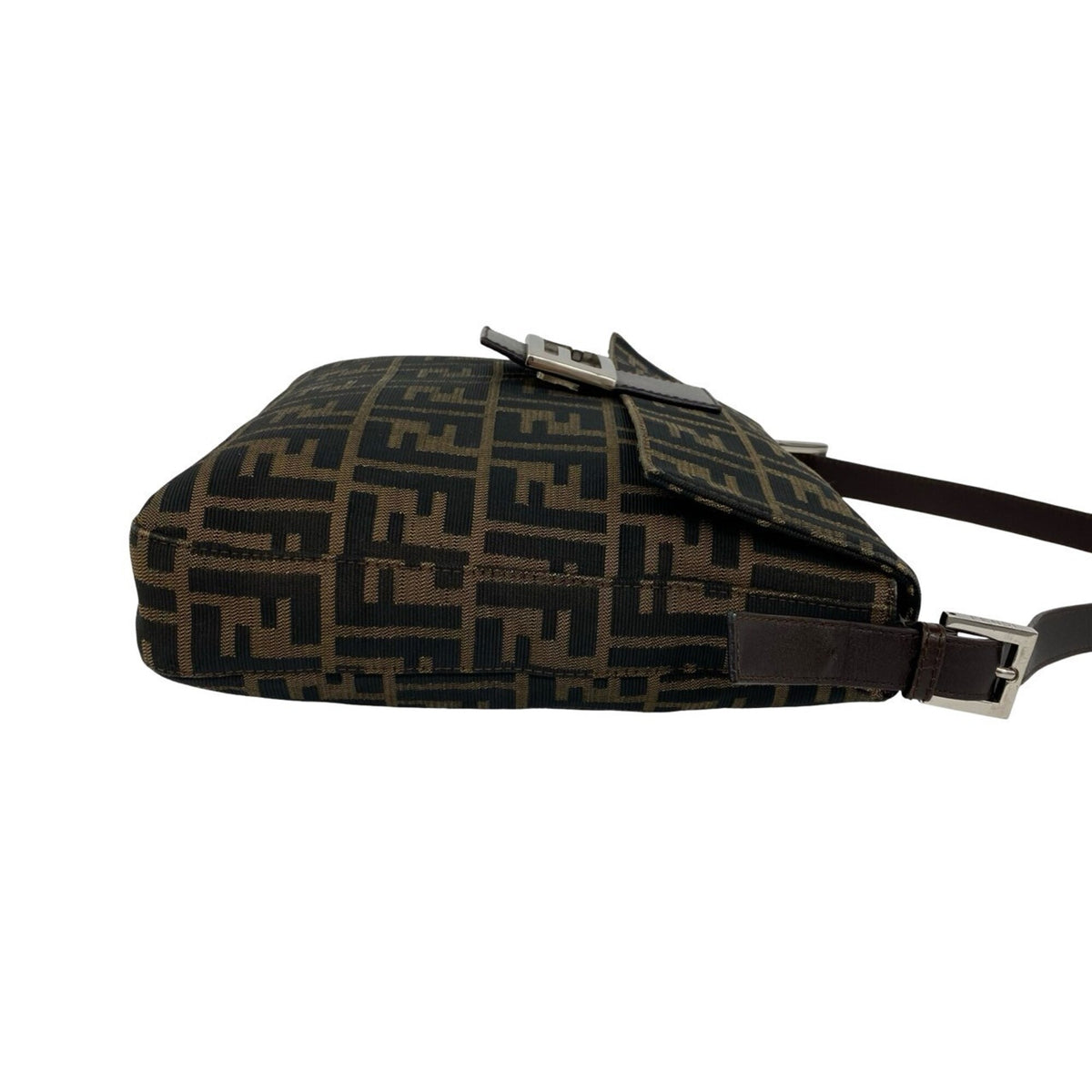 Fendi Black Brown Canvas Leather Shoulder Bag (Pre-Owned)