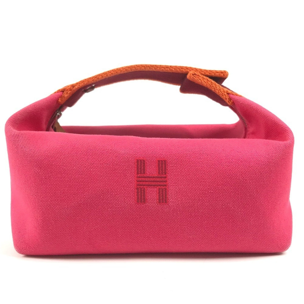Hermes Pink Canvas Handbag Vanity Bag (Pre-Owned)