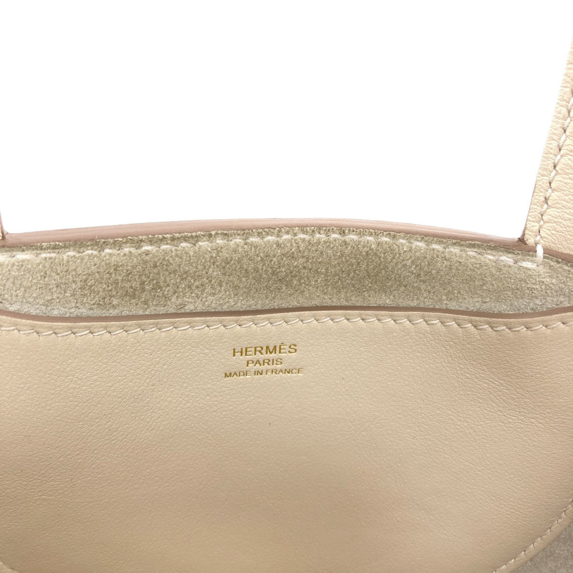 Hermes Cream Taurillon Clemence Leather Handbag (Pre-Owned)