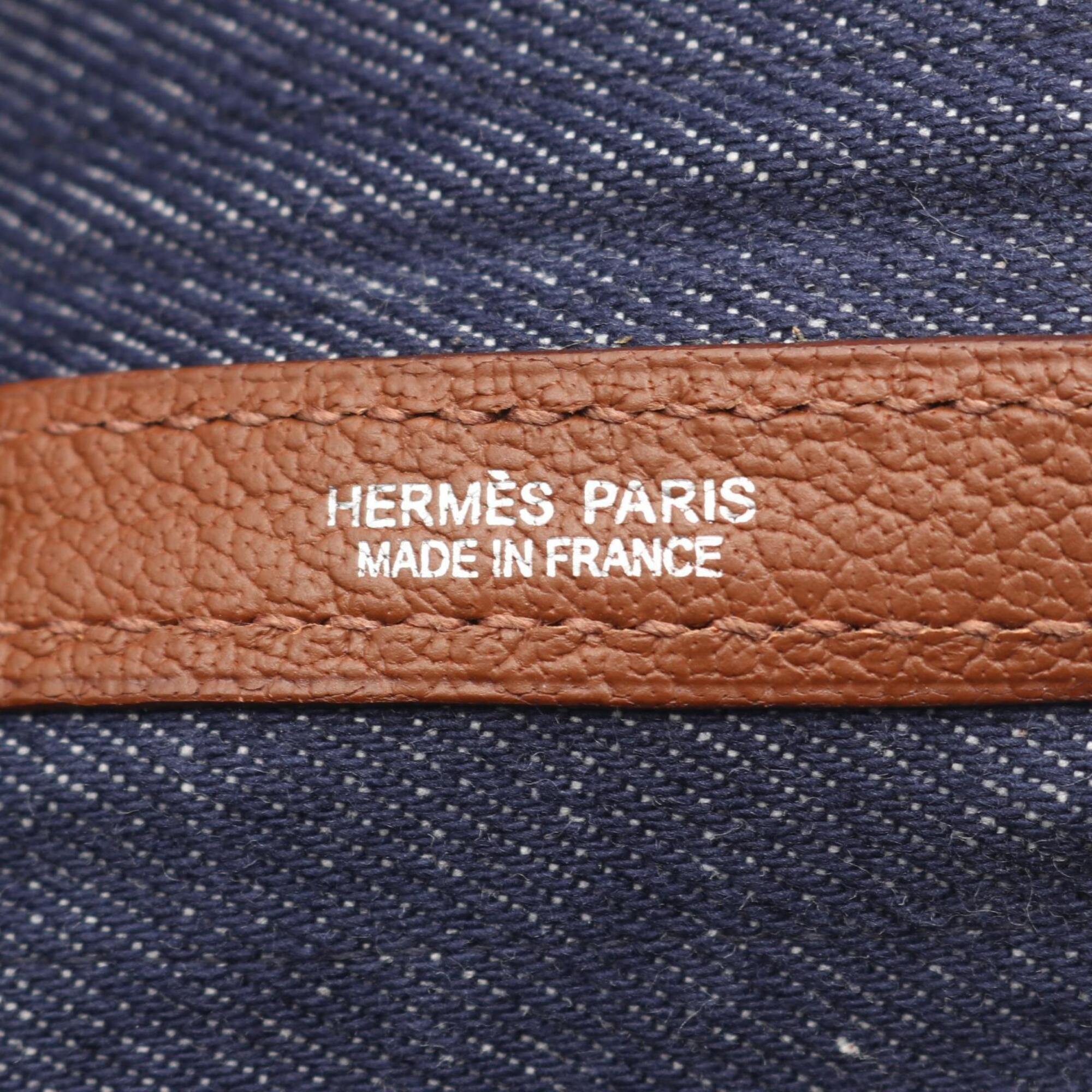 Hermes Garden Brown Navy Buffle Skipper Leather Handbag Tote Bag (Pre-Owned)
