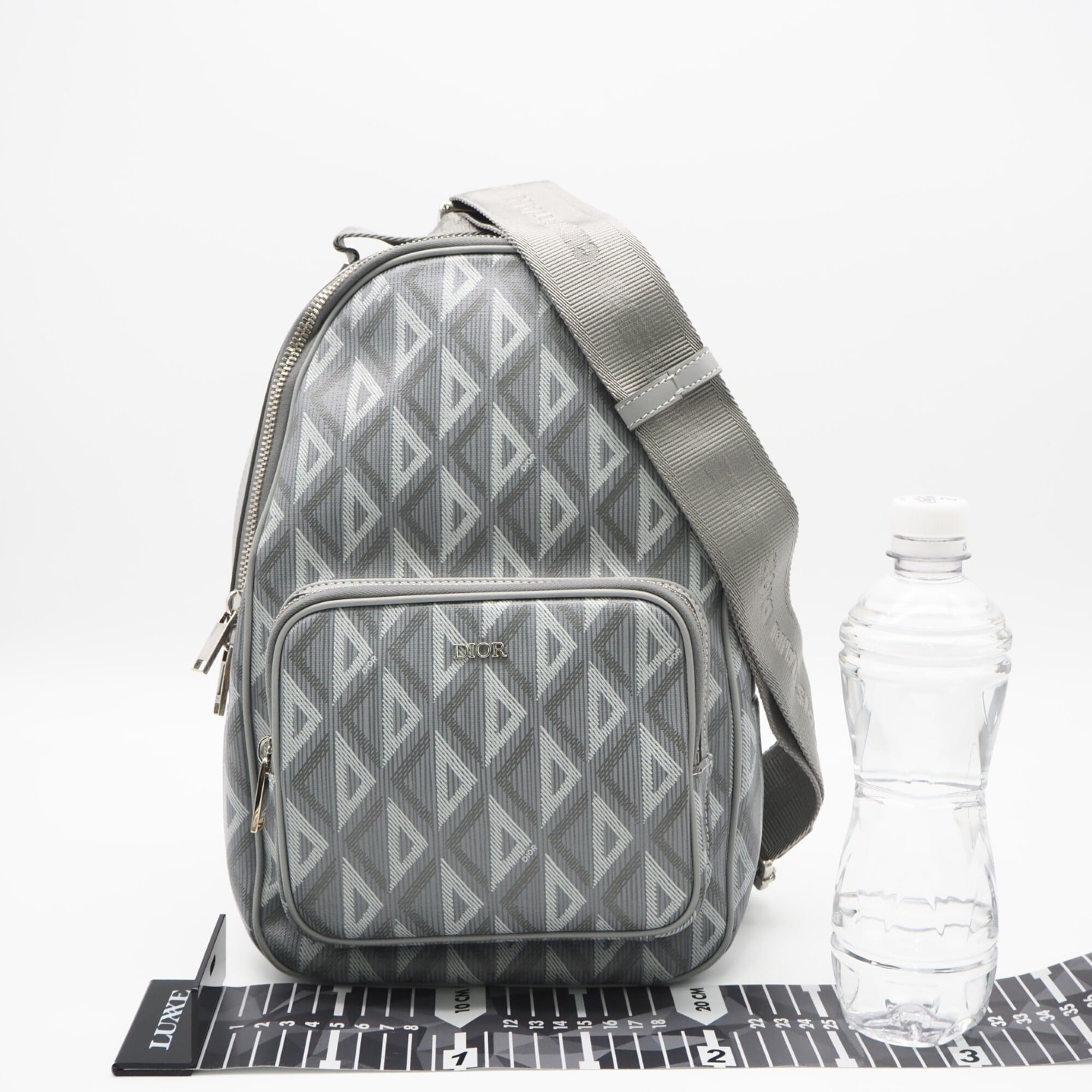 Christian Dior Gray Coated Canvas Leather Sling Bag (Pre-Owned)